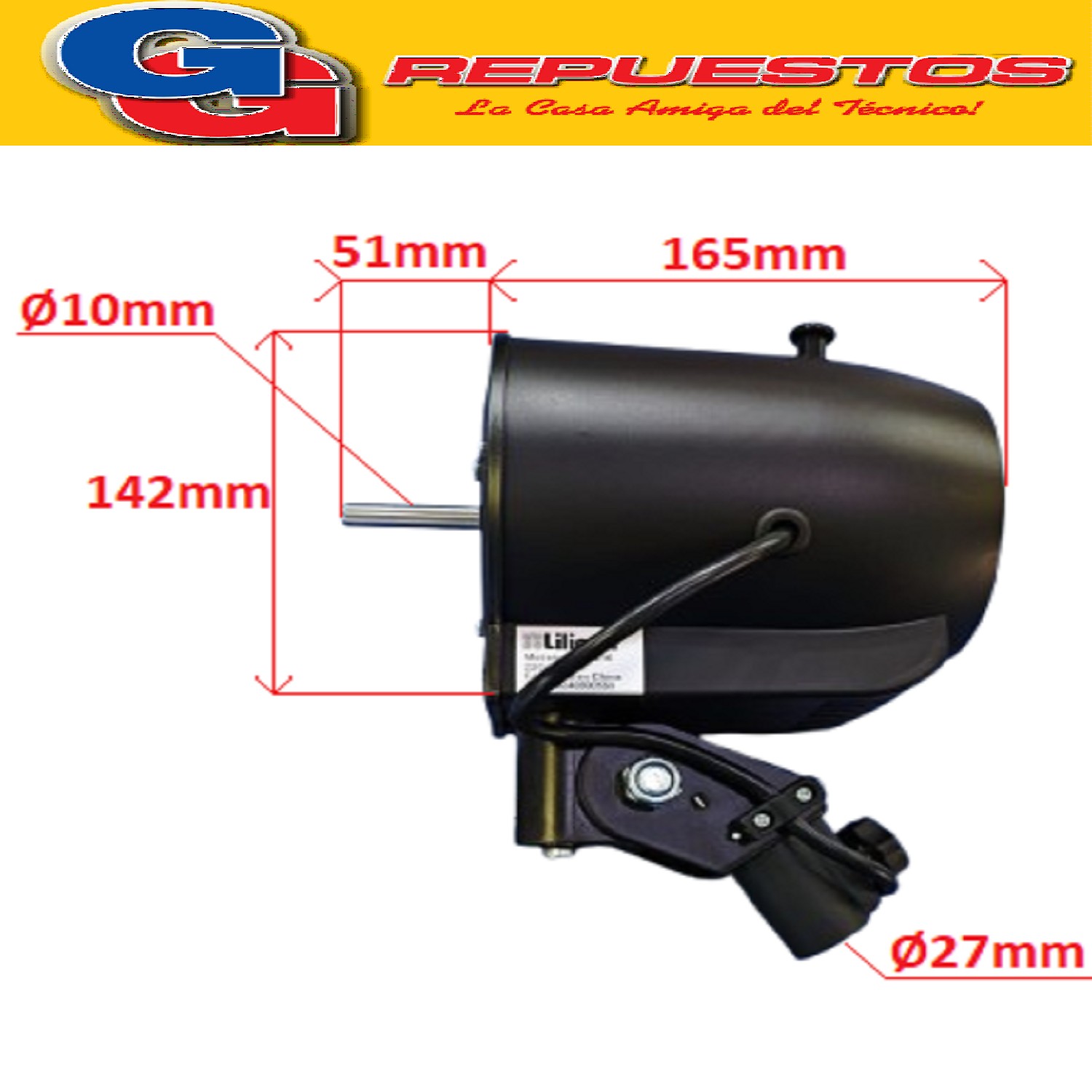 MOTOR PARA VENTILADOR DE 20 PULGADAS LILIANA COMPATIBLE CON  LOS MODELOS VP20POW / VT20POW MOTOR COMPLETO CON CARCAZA CABEZAL MODELO DE MOTOR ZKP4216 220V-50Hz