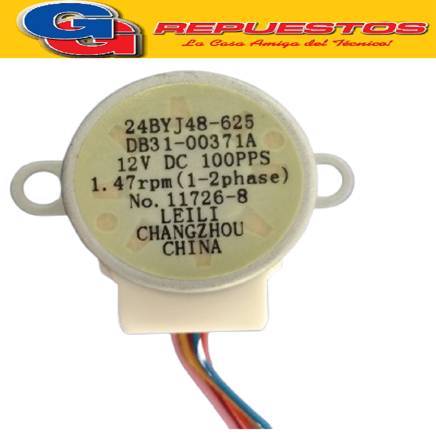 MOTOR SWING 12 V 24BYJ48-625 DB31-00371A 12V DC 100PPS 47RPM (1-2PHASE) NO. 11726-8 LEILI