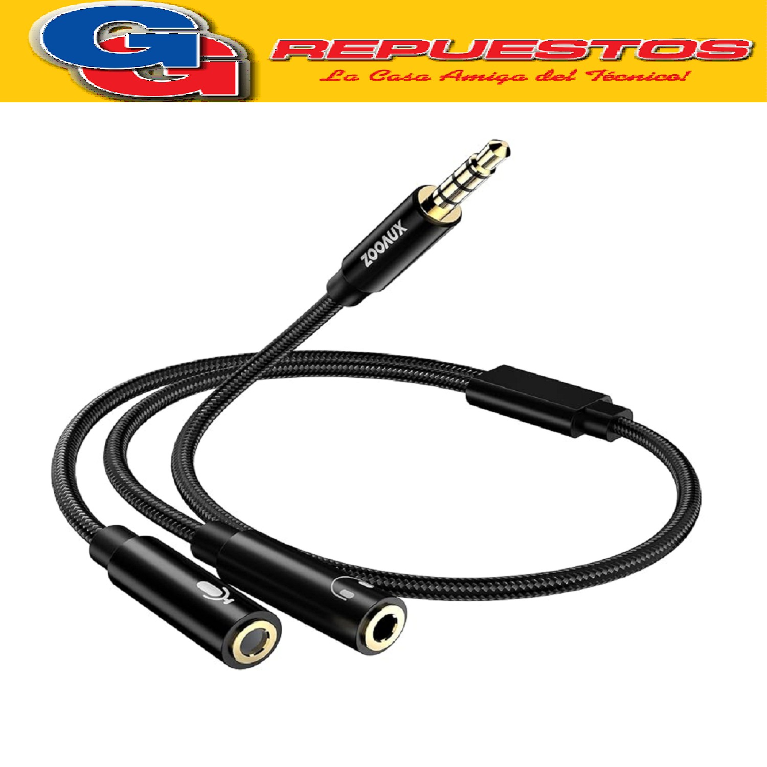 CABLE DE EXTENSION AUXILIAR PARA AURICULARES DIVISOR DE  AUD IO CON MICROFONO Y CONECTOR DE 3.5MM