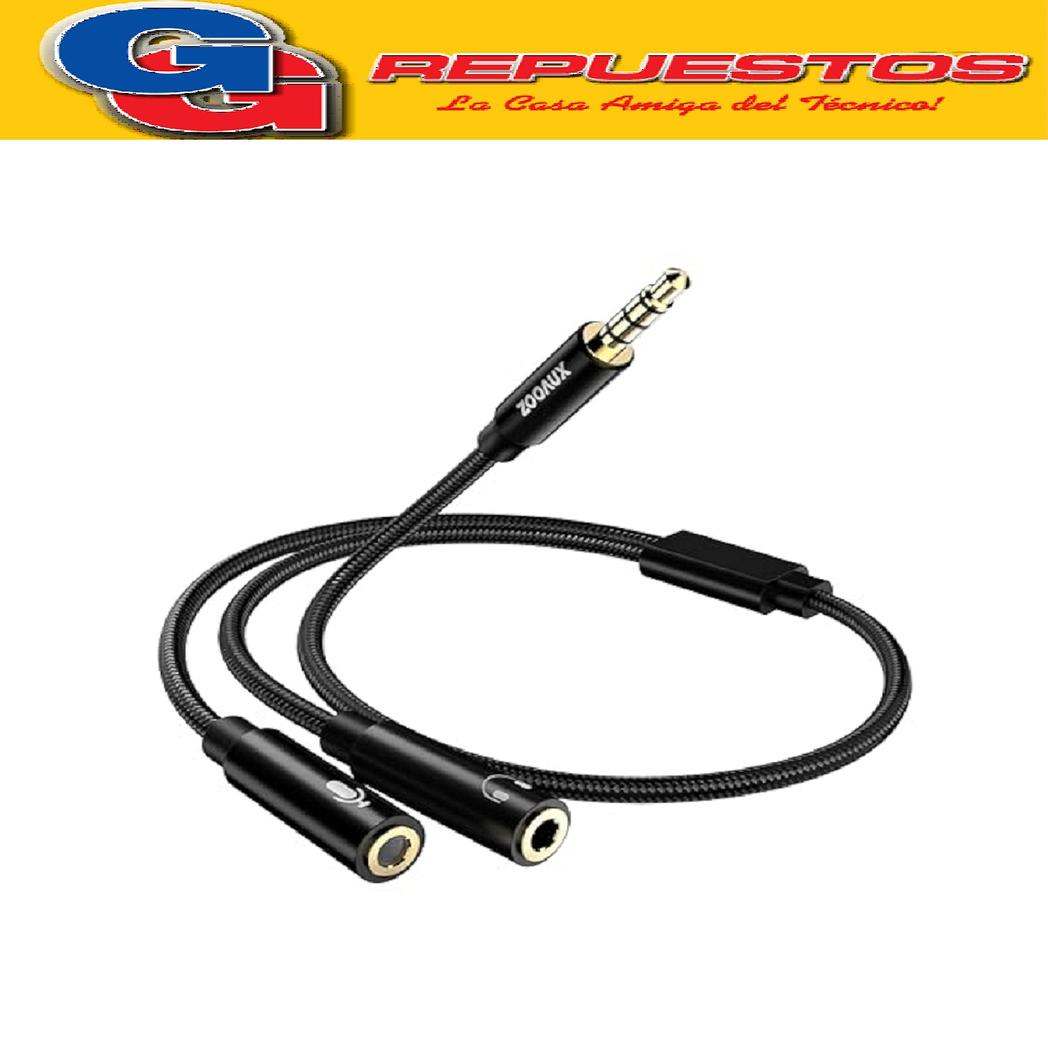 CABLE DE EXTENSION AUXILIAR PARA AURICULARES DIVISOR DE  AUD IO CON MICROFONO Y CONECTOR DE 3.5MM