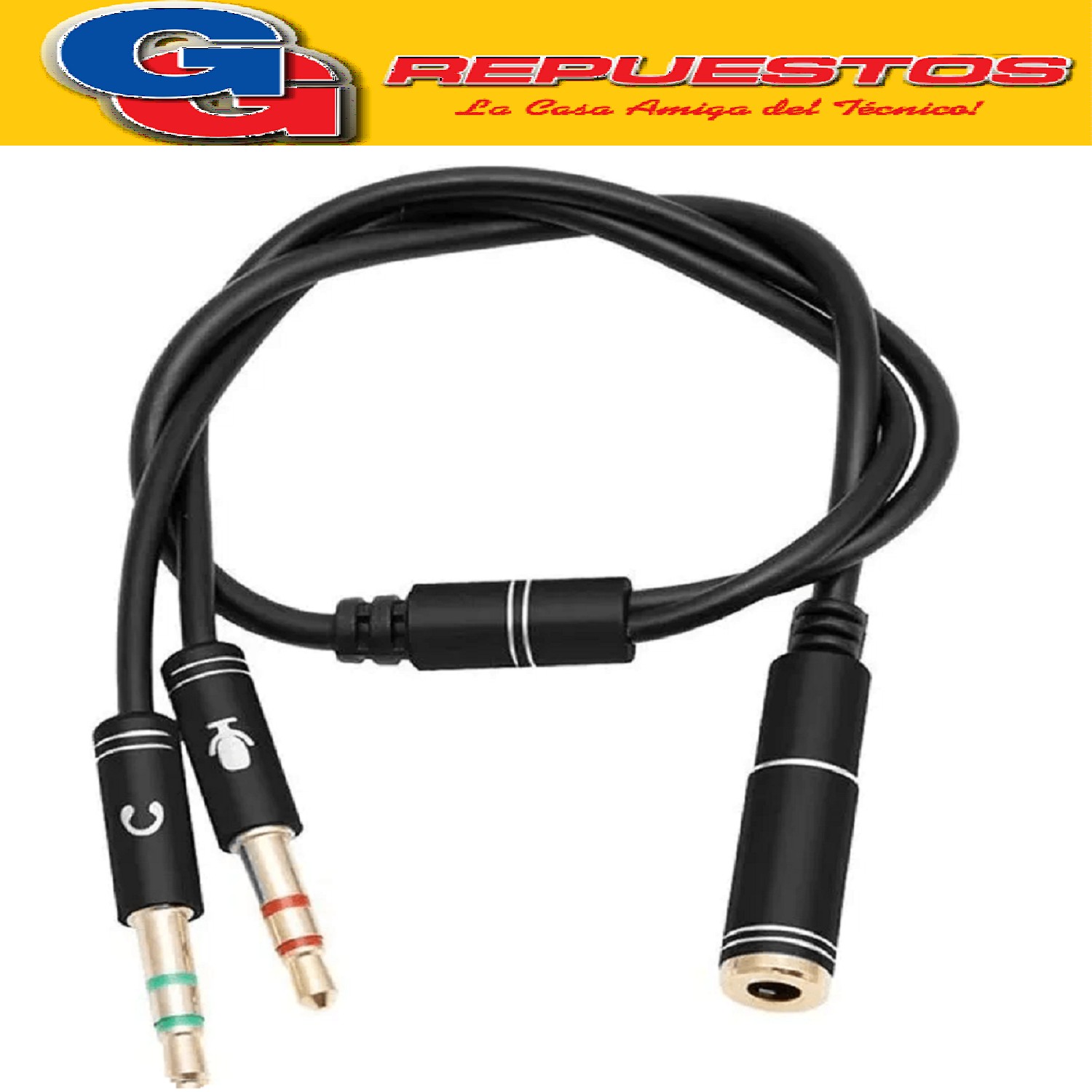 CABLE DE EXTENSION AUXILIAR PARA AURICULARES DIVISOR DE  AUD IO CON MICROFONO Y CONECTOR DE 3.5MM