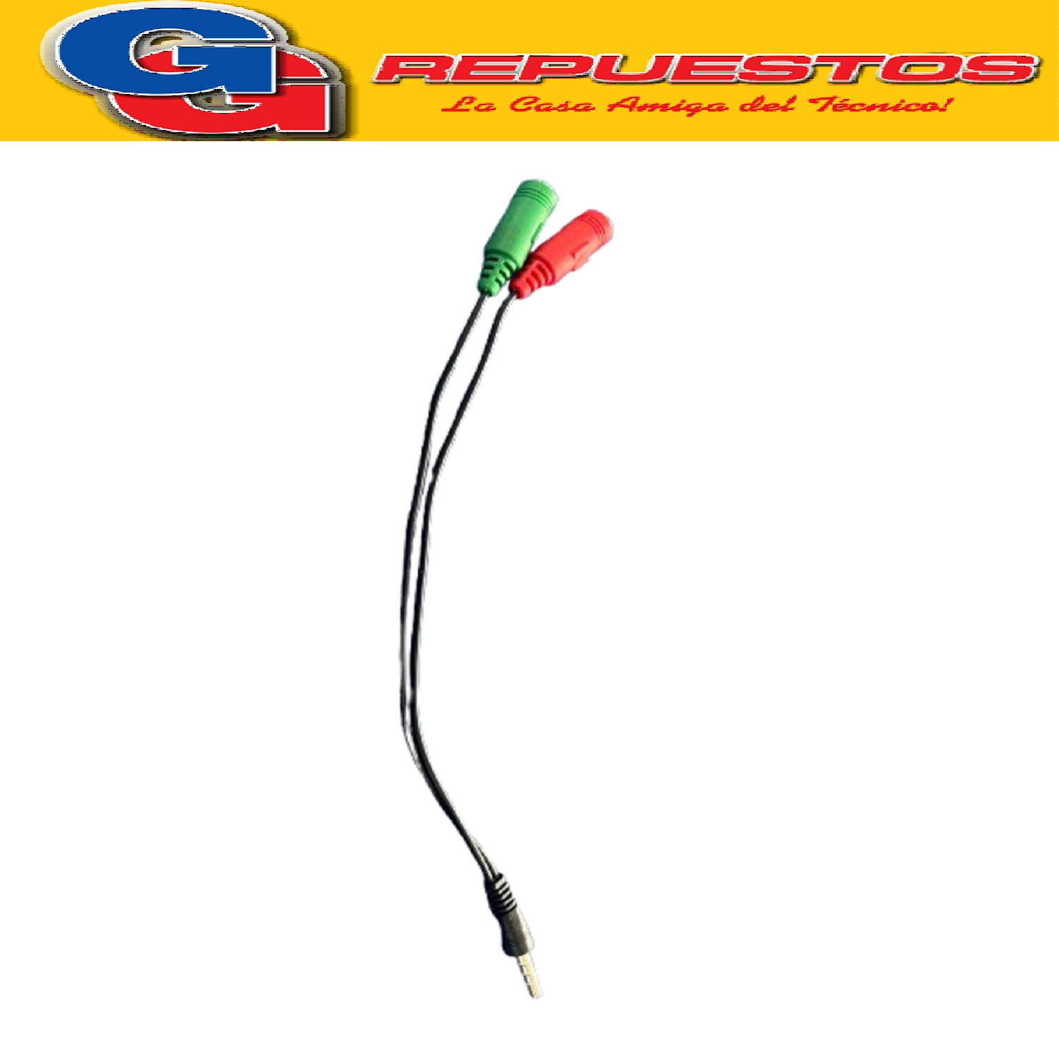 ADAPTADOR MINI PLUG AUXILIAR 3.5 A MICROFONO Y AURICULAR PC