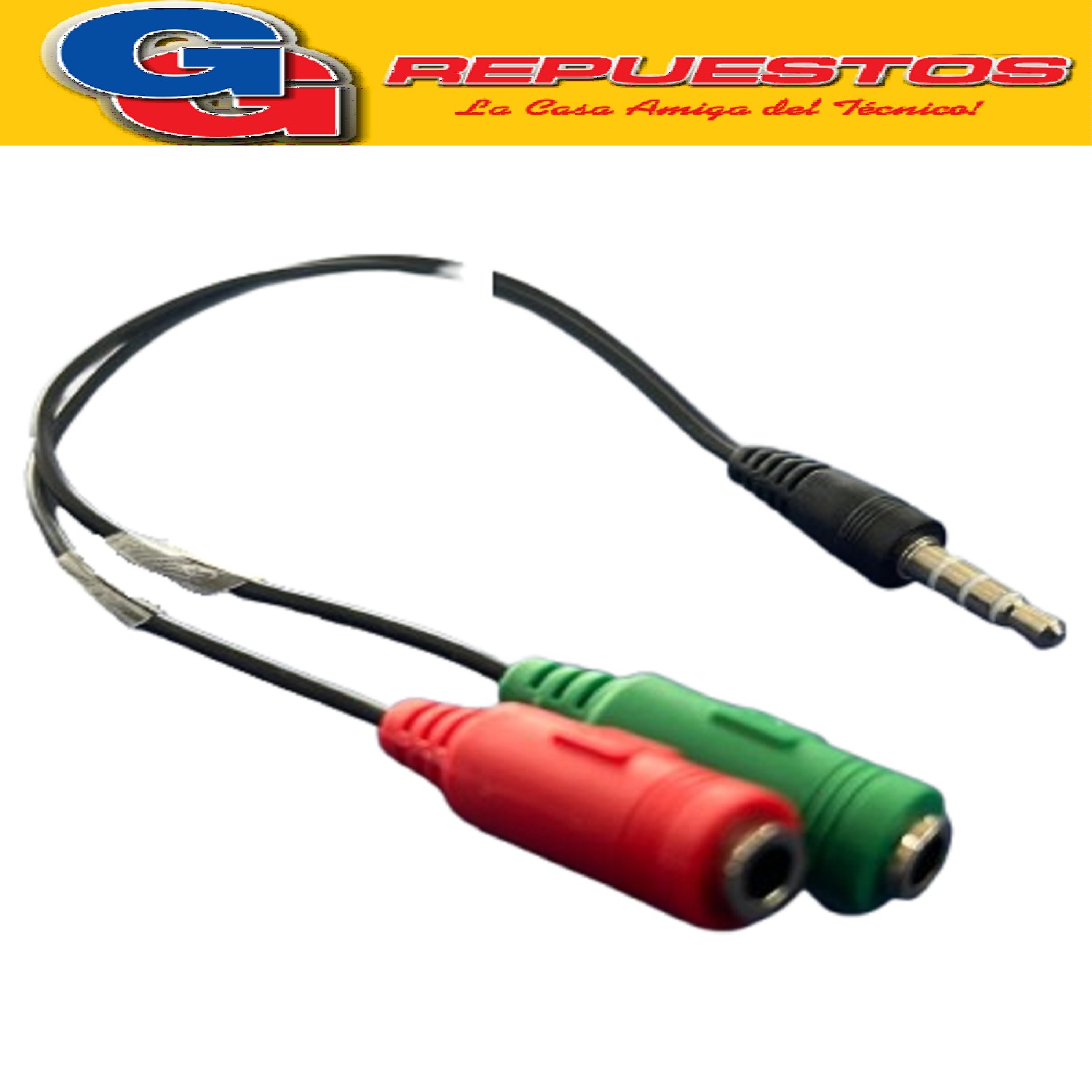 ADAPTADOR MINI PLUG AUXILIAR 3.5 A MICROFONO Y AURICULAR PC