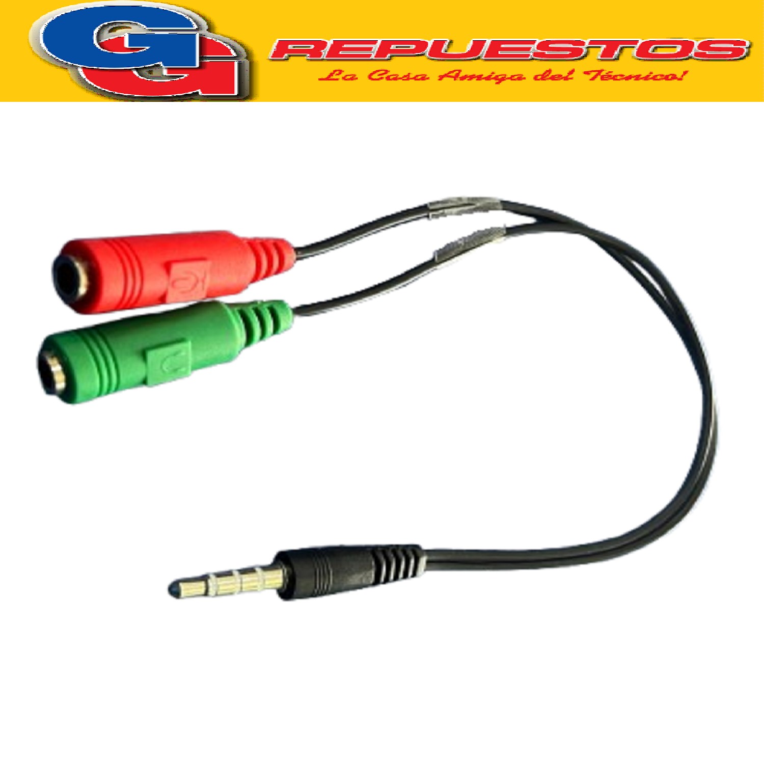 ADAPTADOR MINI PLUG AUXILIAR 3.5 A MICROFONO Y AURICULAR PC