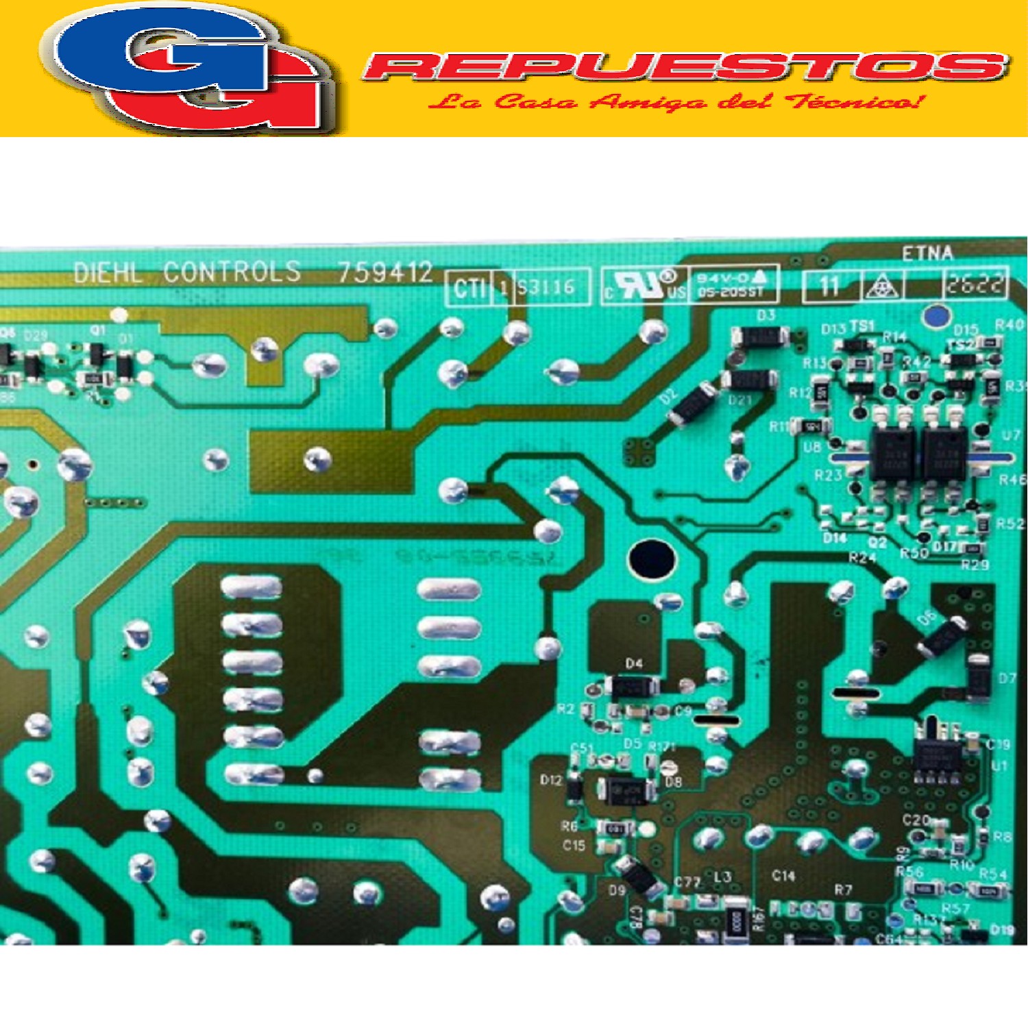 PLAQUETA DE POTENCIA ETNA PARA WHIRLPOOL WLCF70B - 32607995( WHIRLPOOL) UNIDAD CONTROL ETNA PROGR. WLCF70B&