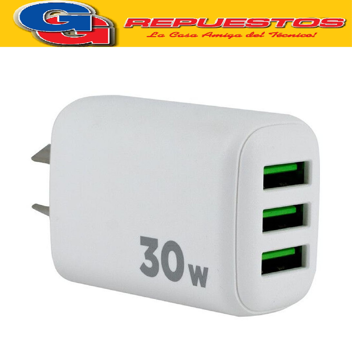 CARGADOR 220V XAEA INTENSIFY 30W 3 USB + CABLE TIPO C A USB  MOD-600 CABEZAL MAS CABLE USB