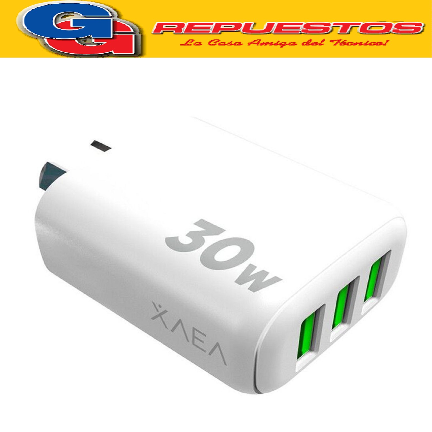 CARGADOR 220V XAEA INTENSIFY 30W 3 USB + CABLE TIPO C A USB  MOD-600 CABEZAL MAS CABLE USB