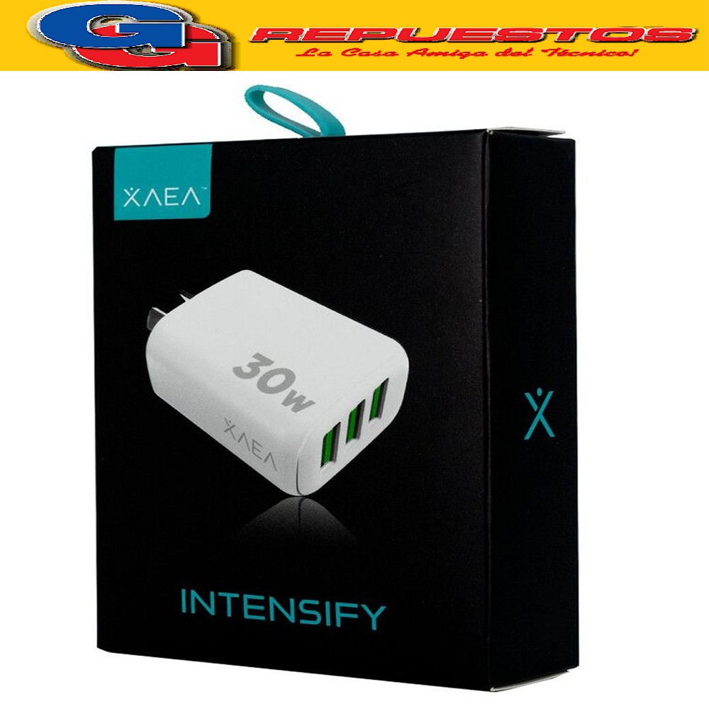 CARGADOR 220V XAEA INTENSIFY 30W 3 USB + CABLE TIPO C A USB  MOD-600 CABEZAL MAS CABLE USB