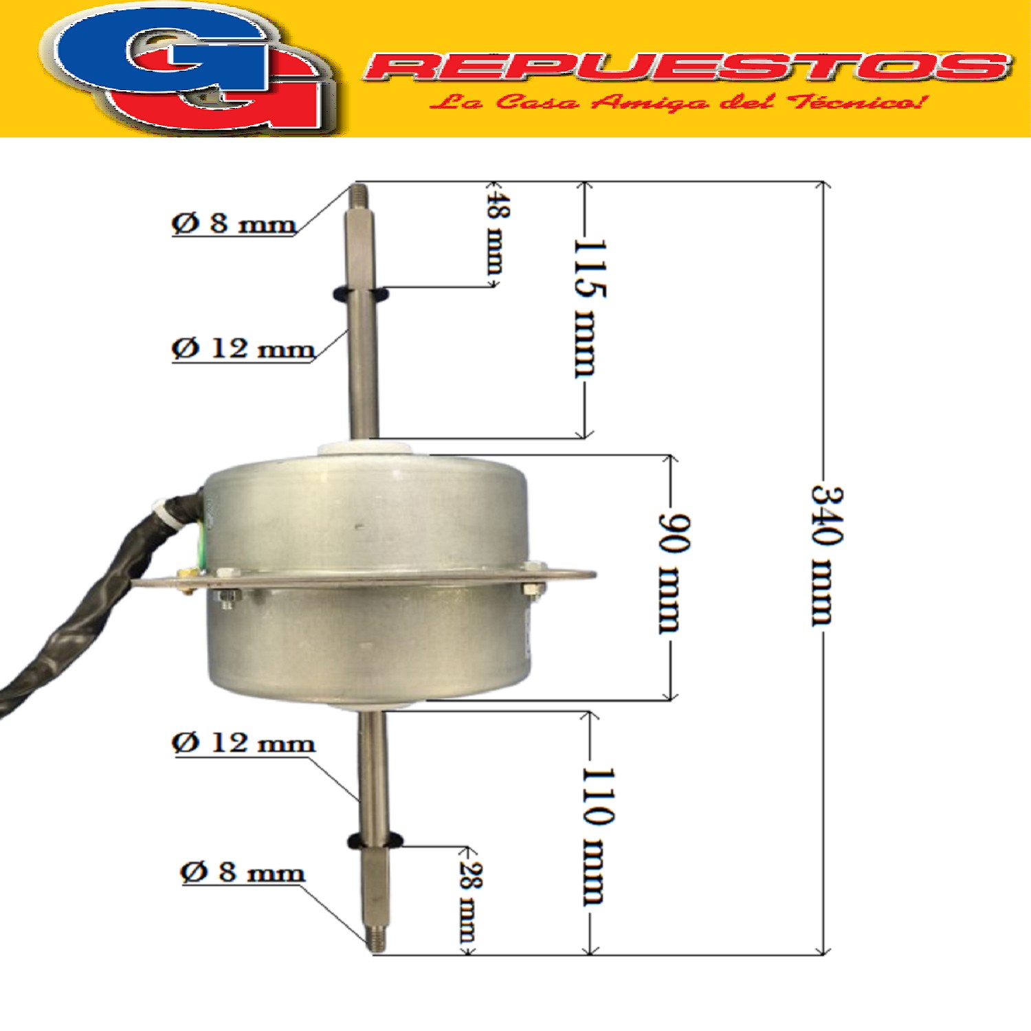 FORZADOR MOTOR CONDESADOR AIRE SPLIT DOBLE EJE YKTS-100-6-57 220V 100W 0.78A PF0.95 6P 4 VELOCIDADES SENTIDO DE GIRO HORARIO