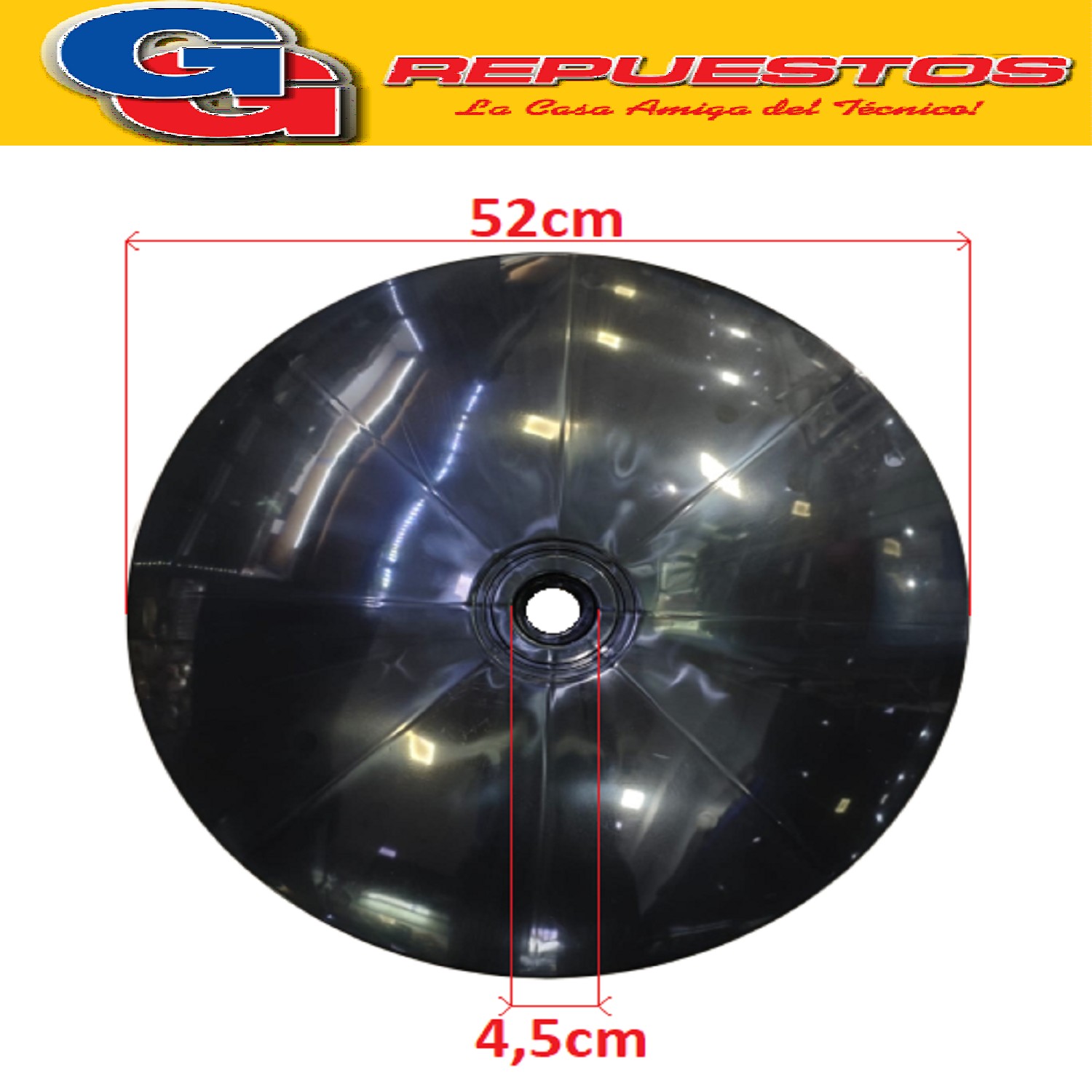 PIE BASE LISO GRANDE COLOR NEGRO PARA VENTILADOR LILIANA COMPATIBLE CON LOS MODELOS VPRN18 / VPRN20 / VPM2016 / VP20P / VPM2016CB / VPHD16G / VPHD16R / VE4080B1 / VE4080B2 / VE4081B1 / VE4081B2 / VPWB20P / VPWB18P / VPWB18K / VPWB18M / BO18PPN / BO18PMA / VOP18 / VOPC18 / VNOP18 / VPE18 / VPRC18 / VP1814 / VPRN18 / VPTC18 ALTO TOTAL 6,5CM ZZVP1750