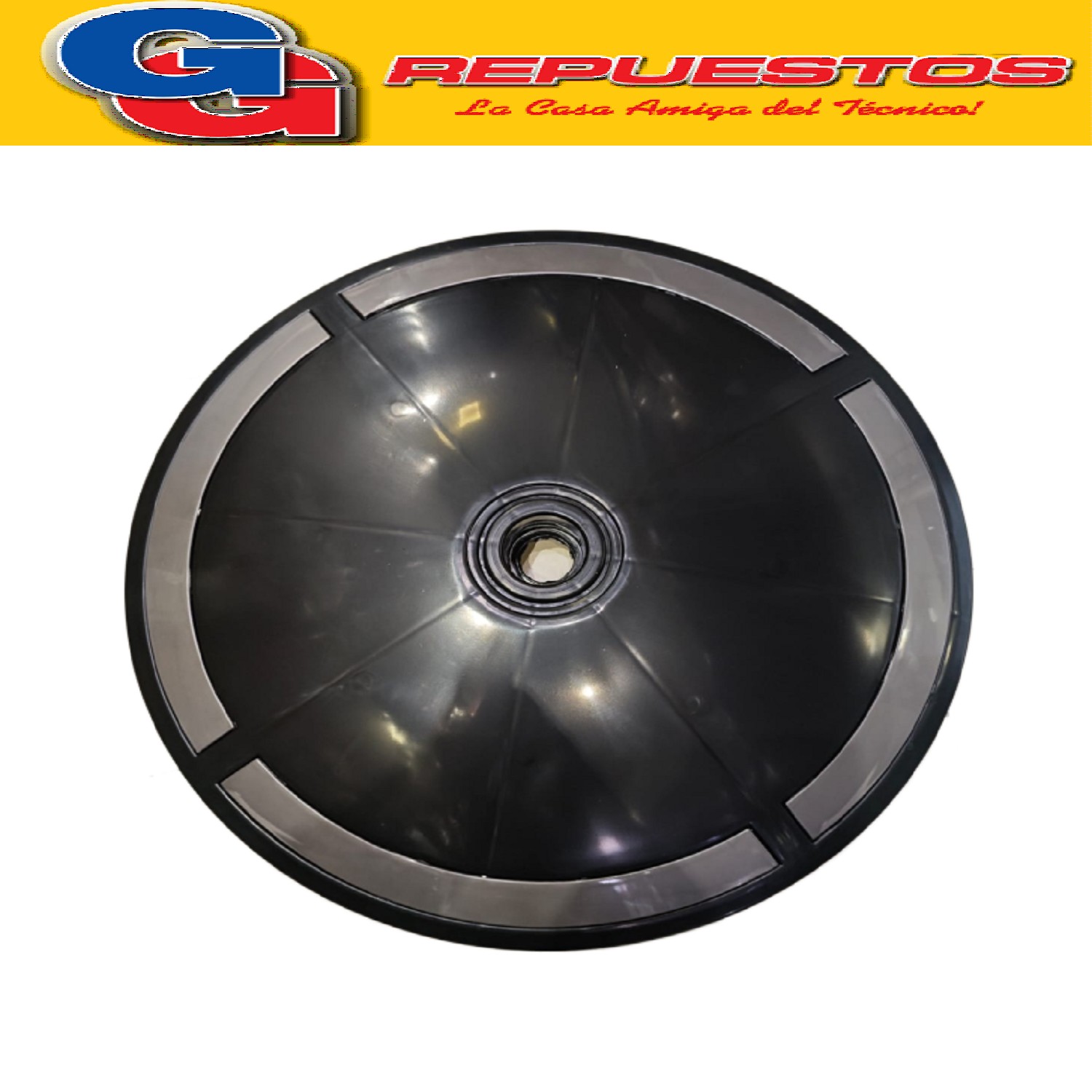 PIE BASE DE COLOR NEGRO CON 4 LINEAS GRIS PARA VENTILADOR LILIANA COMPATIBLE CON LOS MODELOS VPRN20 / VPTC20 / VPCD20 / VPTCM2016 / VPM2016 / VPC22 / VPD20R / VPD18R / VPC20B / VPC18B / VPC18M / VPM2016CB DIAMETRO TOTAL 54,2CM DIAMETRO DE CALSE PARA EL BARRAL 4.9CM 6,5CM DE ALTO ZZVP1455