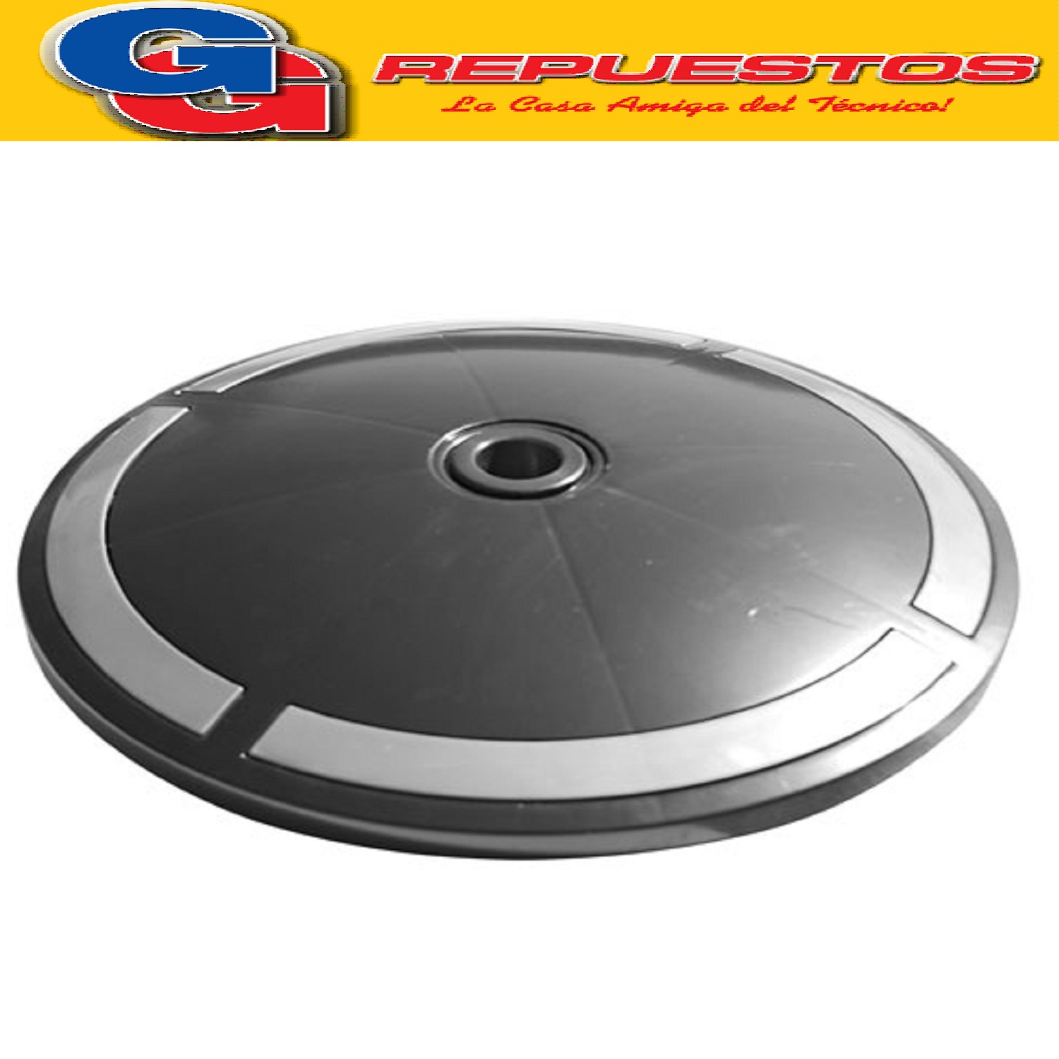 PIE BASE DE COLOR NEGRO CON 4 LINEAS GRIS PARA VENTILADOR LILIANA COMPATIBLE CON LOS MODELOS VPRN20 / VPTC20 / VPCD20 / VPTCM2016 / VPM2016 / VPC22 / VPD20R / VPD18R / VPC20B / VPC18B / VPC18M / VPM2016CB DIAMETRO TOTAL 54,2CM DIAMETRO DE CALSE PARA EL BARRAL 4.9CM 6,5CM DE ALTO ZZVP1455