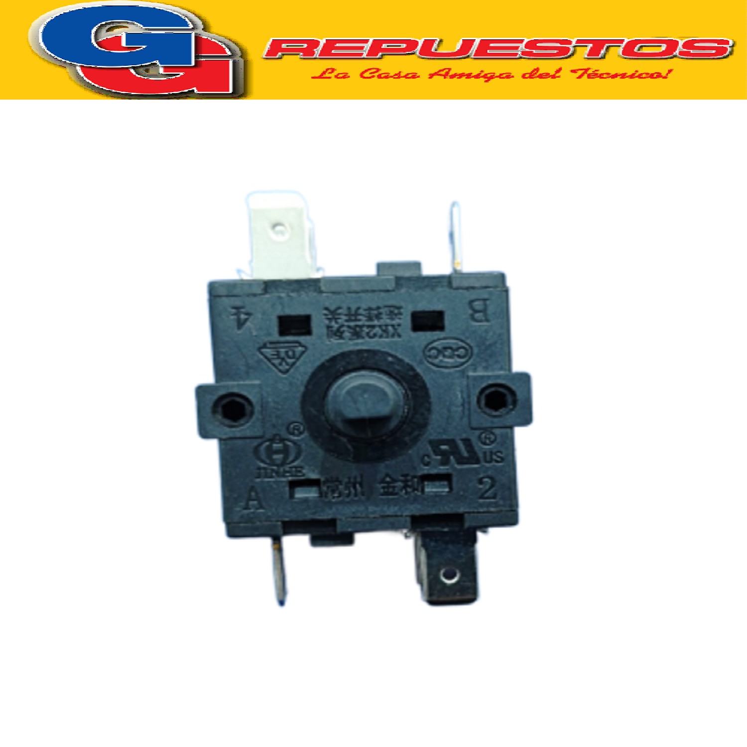 LLAVE ROTATIVA SELECTORA PARA CALOVENTOR LILIANA COMPATIBLE  CON LOS MODELOS CFH510 / CFH450 / CFI850 4 POSICIONES 6 CONTACTOS 250V 15A EJE 6MM MEDIA CAÑA ZZCC4786