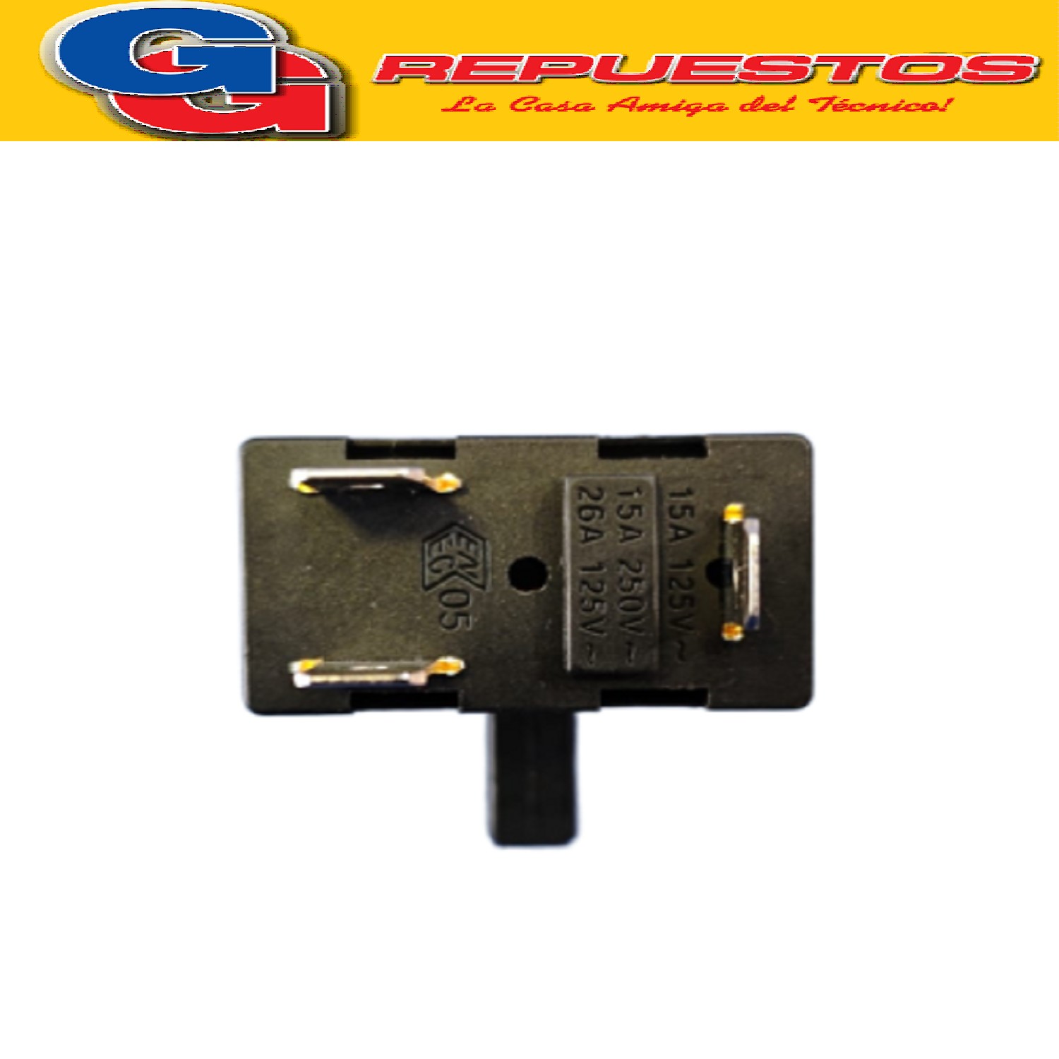 LLAVE ROTATIVA SELECTORA PARA CALOVENTOR LILIANA COMPATIBLE  CON LOS MODELOS CFH510 / CFH450 / CFI850 4 POSICIONES 6 CONTACTOS 250V 15A EJE 6MM MEDIA CAÑA ZZCC4786