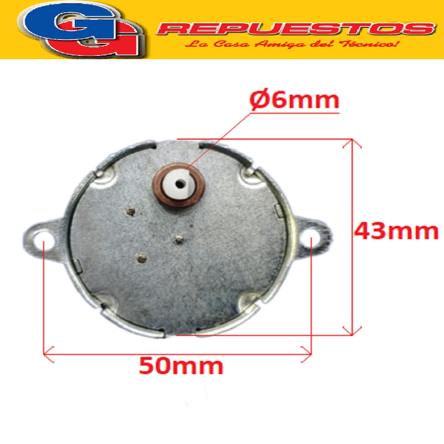 MOTOR DE GIRO PARA TURBOCALEFACTOR TORRE TOWERFLAME  1000W / 2000W MARCA LILIANA COMPATIBLE CON EL MODELO TCH50 DIAMETRO DE EJE 6MM MEDIA CAÑA LARGO TOTAL DEL EJE 11MM ZZVP4436