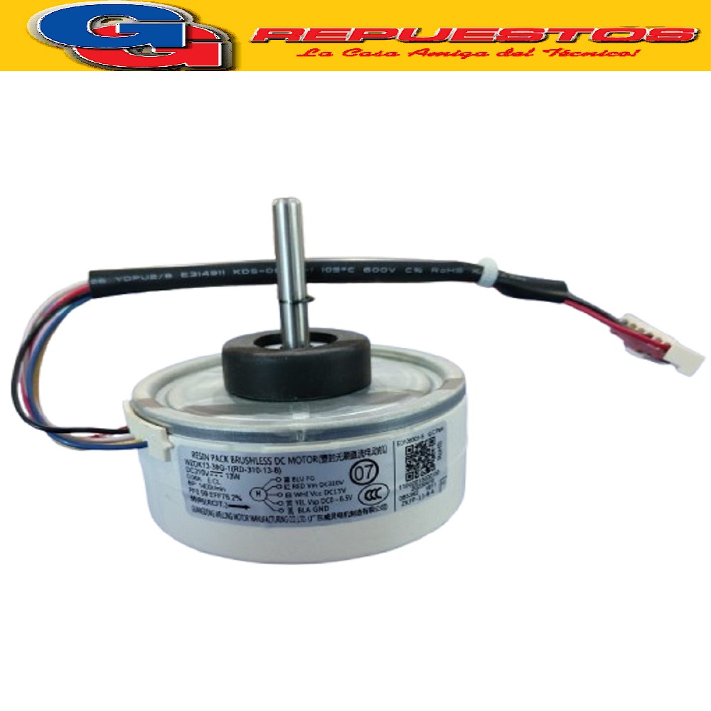 FORZADOR MOTOR AIRE ACONCIDIONADO INVERTE WZDK13-35G-1 (RD-3 10-13-8) DC 310V 13W 0.06A E CL OP 1400RPM PF0.99 EFFE76%