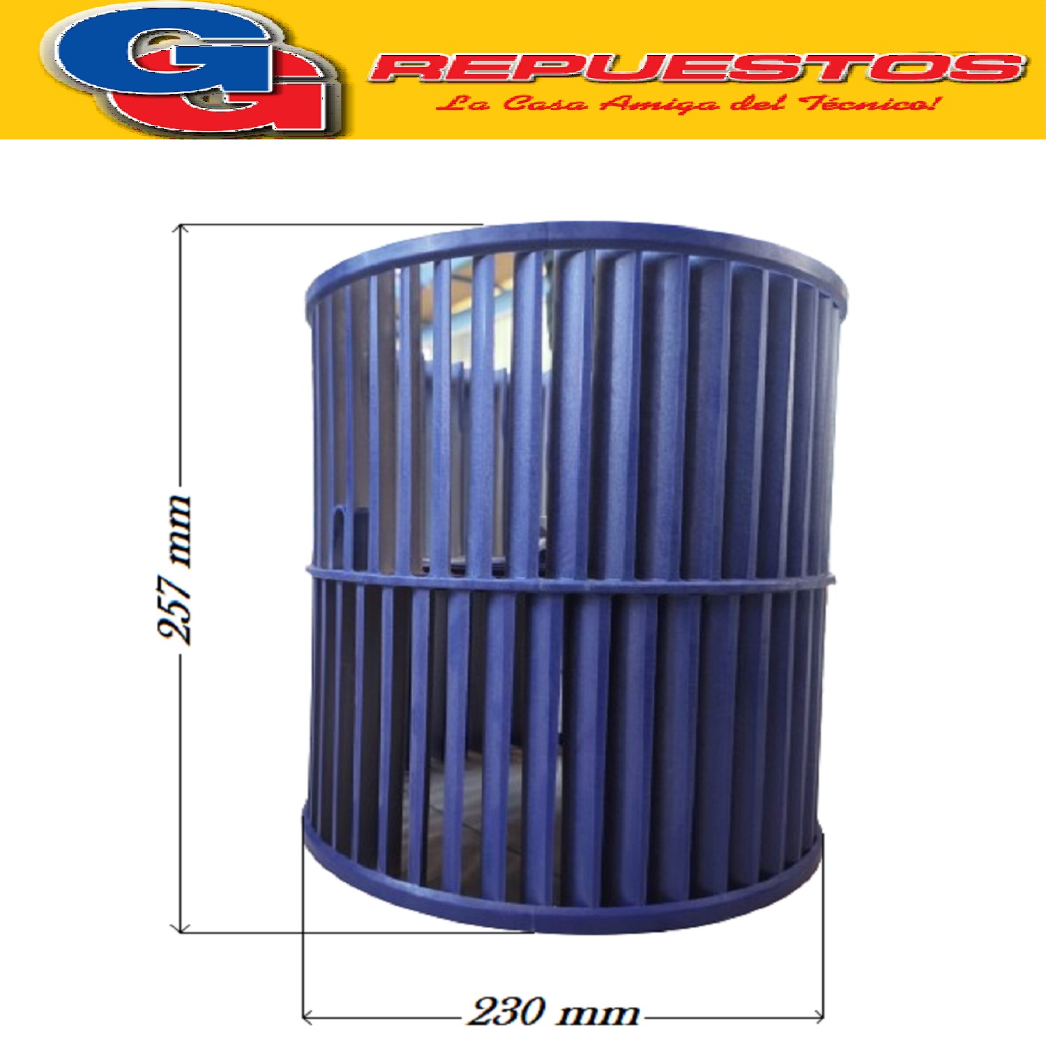 TURBINA DOBLE AIRE ACONDICIONADO PISO TECHO 230X257 EJE 12.7 MM SENTIDO DE GIRO ANTIHORARIO