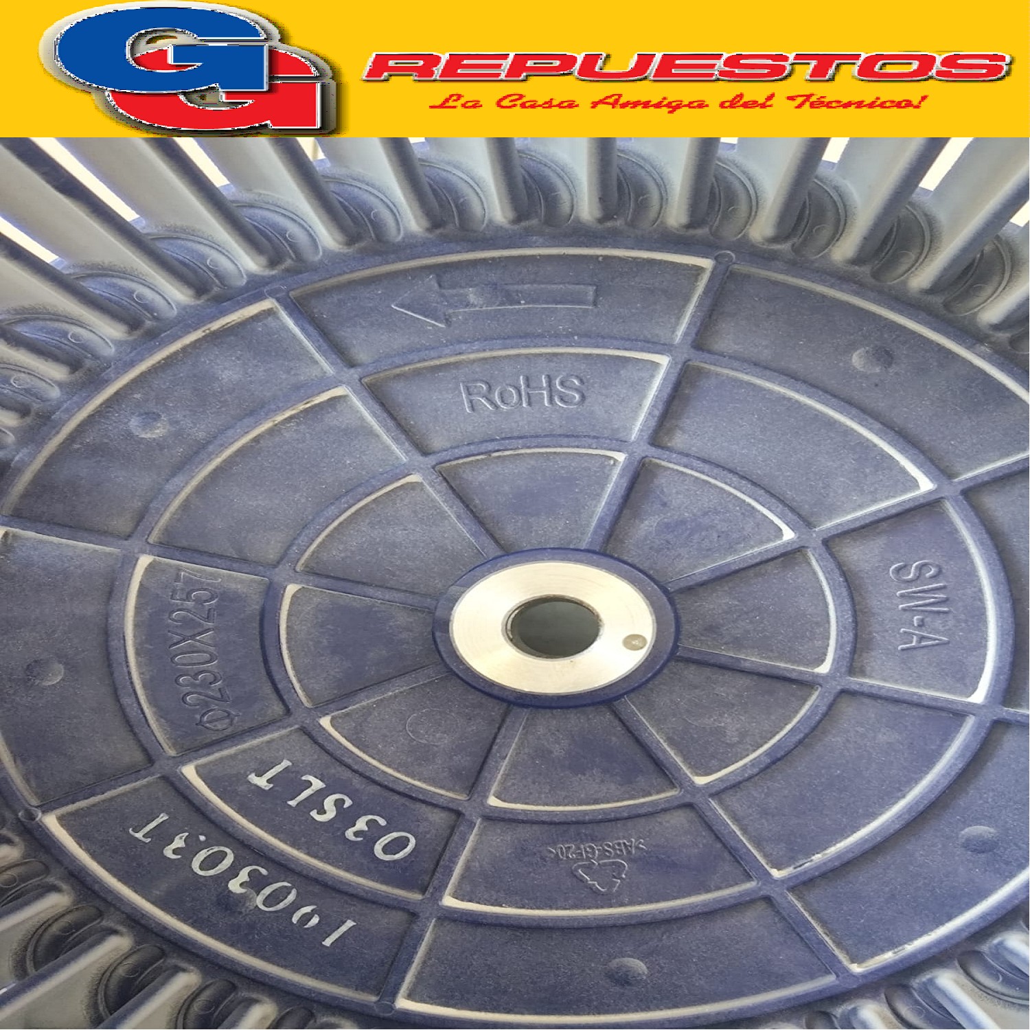 TURBINA DOBLE AIRE ACONDICIONADO PISO TECHO 230X257 EJE 12.7 MM SENTIDO DE GIRO ANTIHORARIO