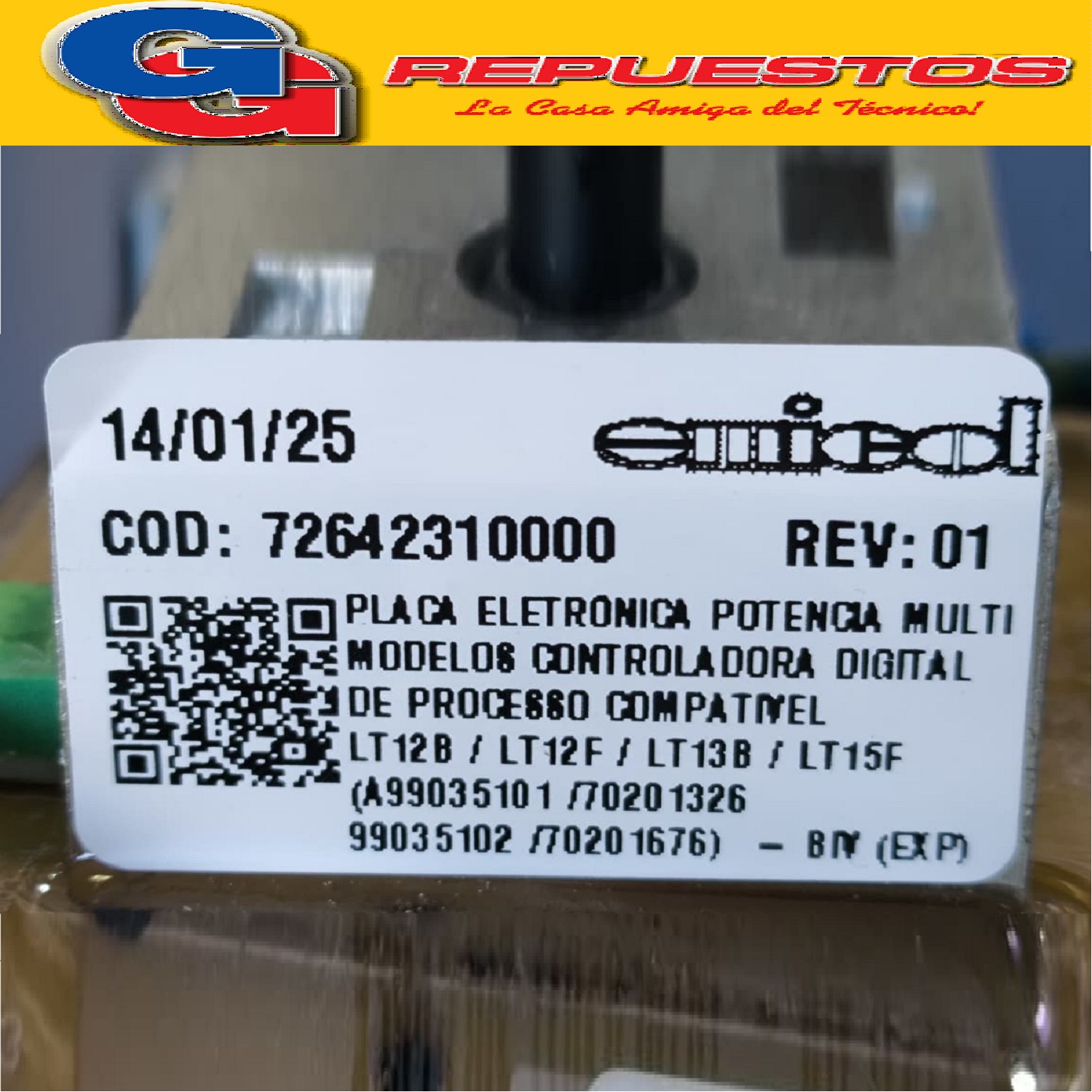 PLAQUETA DE POTENCIA PARA LAVARROPAS ELECTROLUX MODELO LI85Y (UNIDAD CONTROL ORIGINAL) TARJETA ELECTRONICA EMICOL /PLACA COMPATIBLE CON LAVARROPAS LI85Y Isadora REMMPLAZO DE 5206107 5206107 (ELECTROLUX-GAFA) A99035133_PLACA ELECTRONICA PROGRAMAS
41019850 (ELECTROLUX) A99035153_PL POT A W - LT12F ROSE SC Produttore: EMICOL 72642310000 (Made in Brasil) 7908250205202