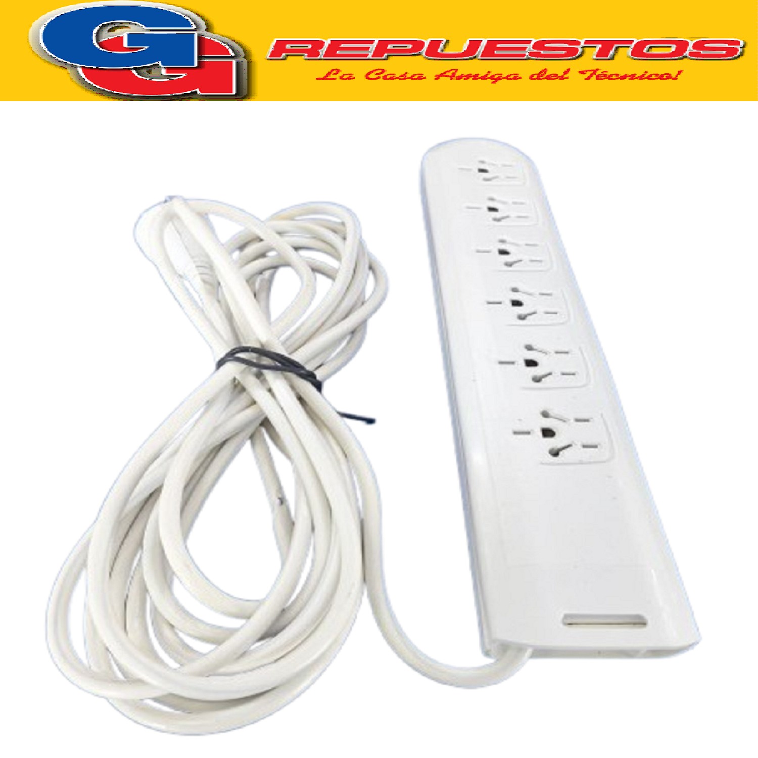 ZAPATILLA CON TECLA DE 5 MTS Y 6 TOMAS CABLE REFORZADO DE 3X 0.75MM