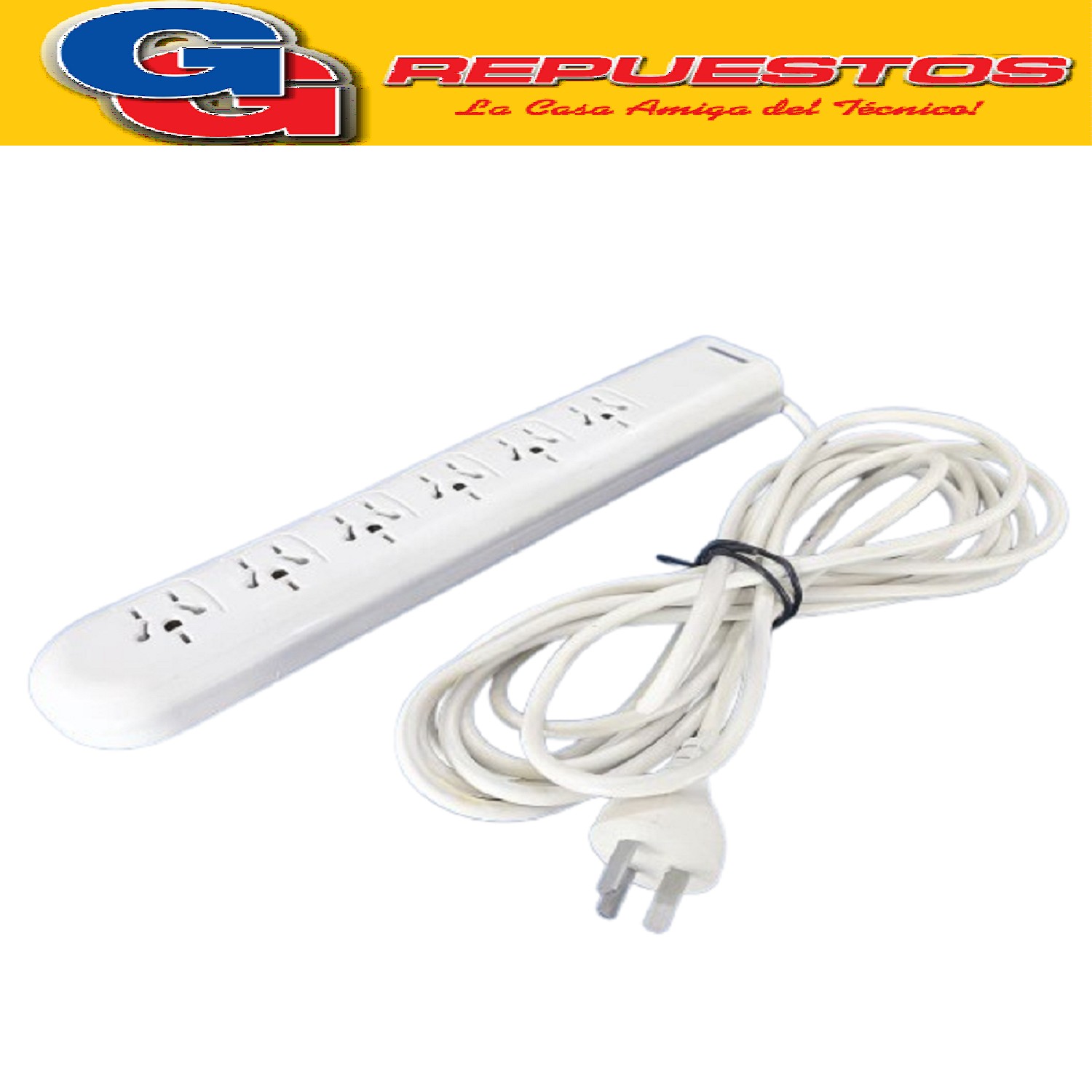 ZAPATILLA CON TECLA DE 5 MTS Y 6 TOMAS CABLE REFORZADO DE 3X 0.75MM