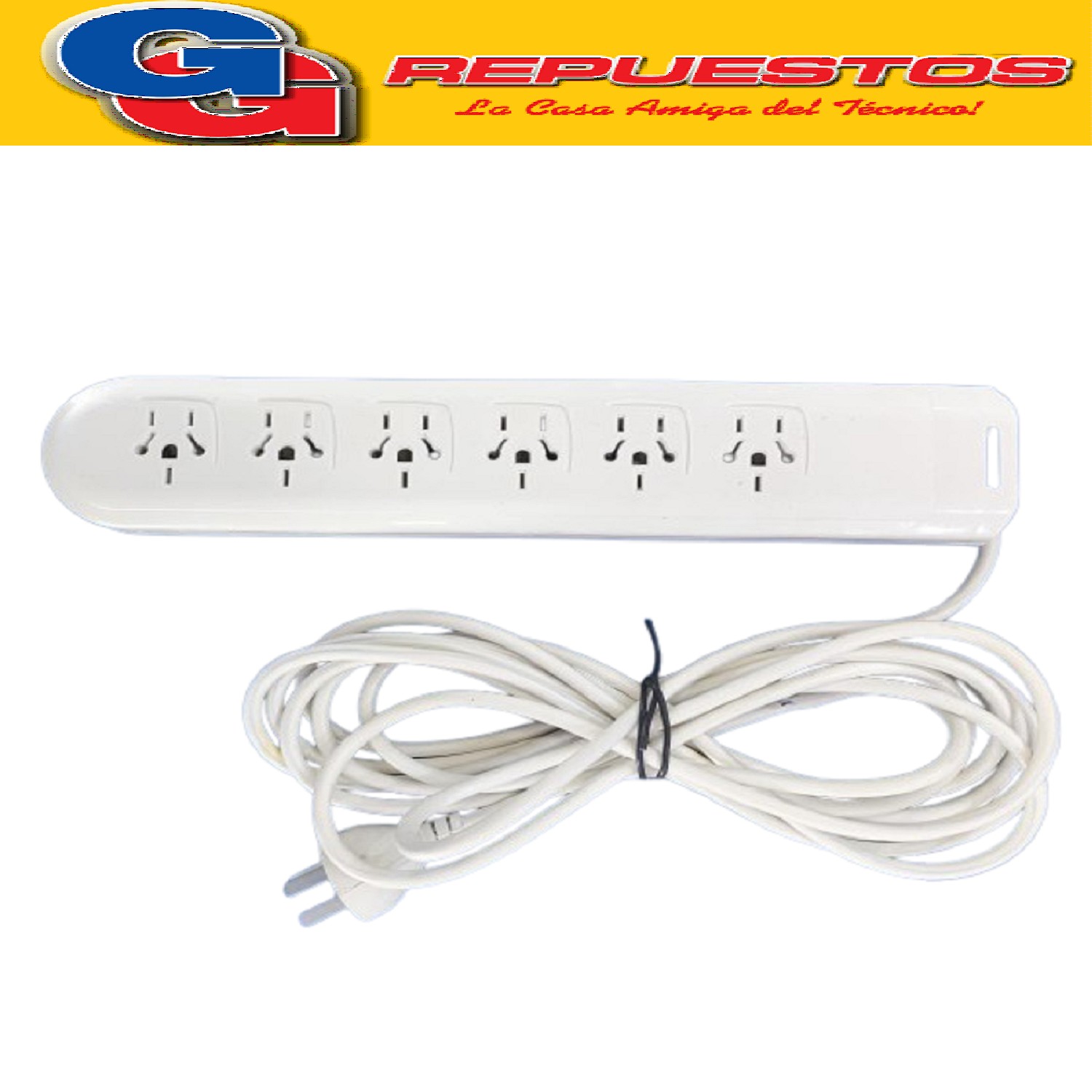 ZAPATILLA CON TECLA DE 5 MTS Y 6 TOMAS CABLE REFORZADO DE 3X 0.75MM