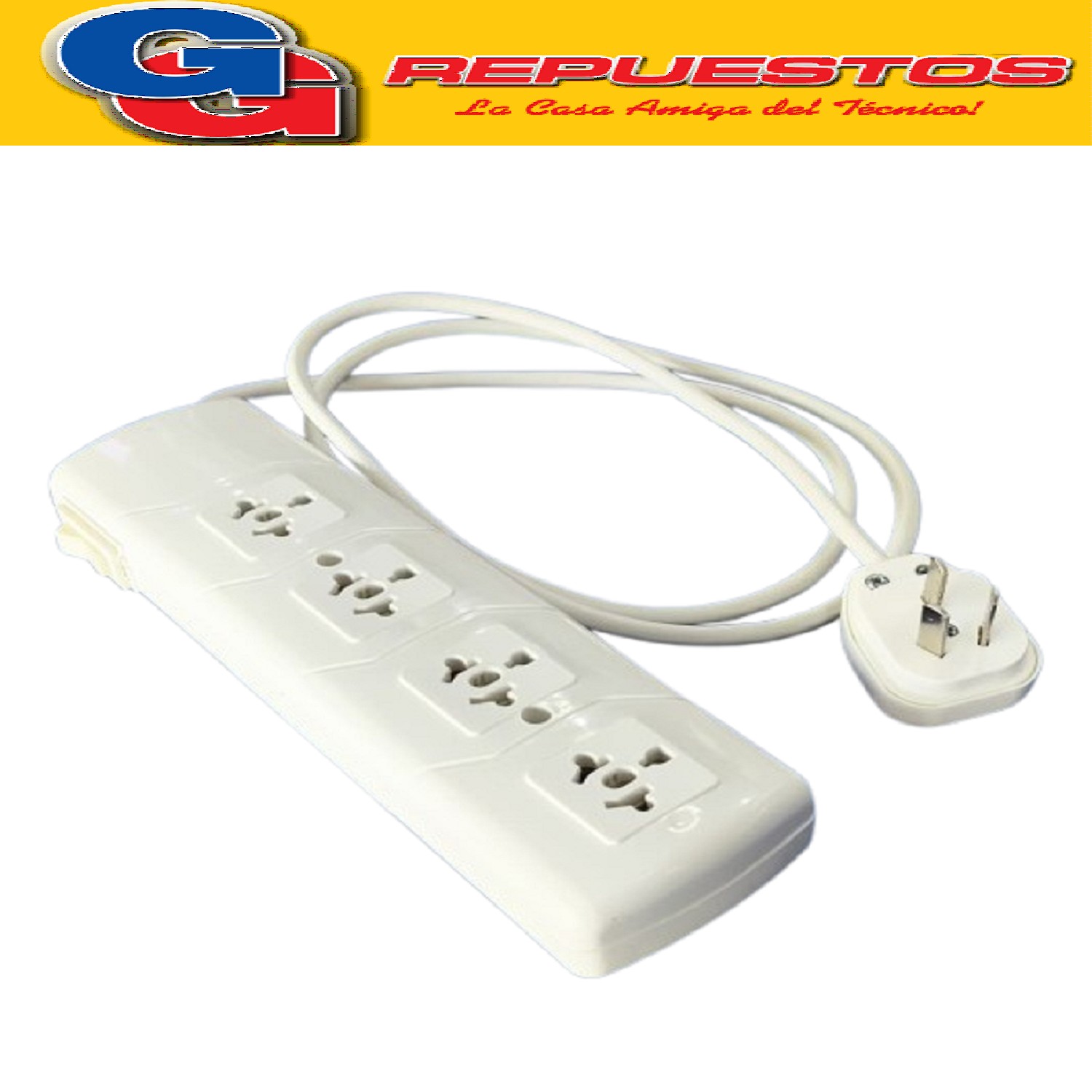 ZAPATILLA PROLONGADOR DE 4 TOMAS Y 3 MTS DE 3 X 0.75 MM CON  LLAVE