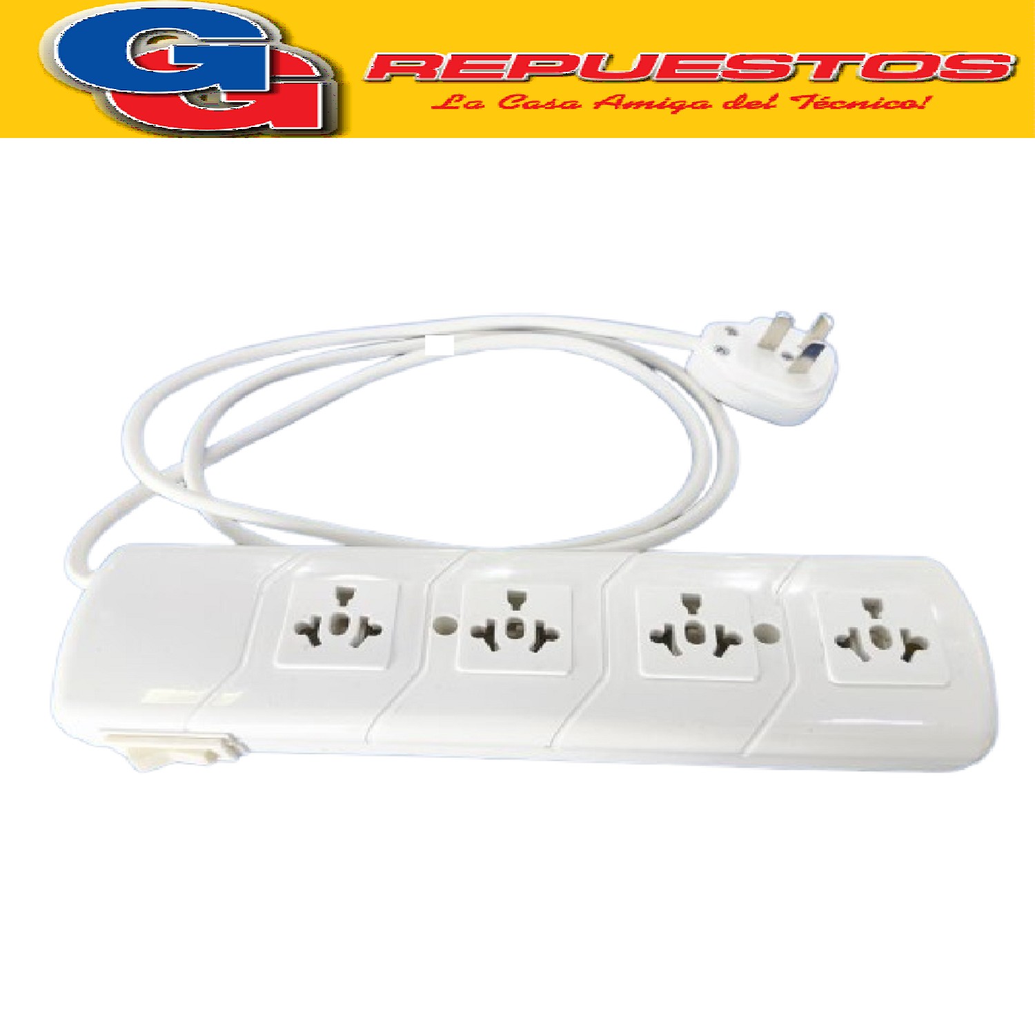 ZAPATILLA PROLONGADOR DE 4 TOMAS Y 3 MTS DE 3 X 0.75 MM CON  LLAVE