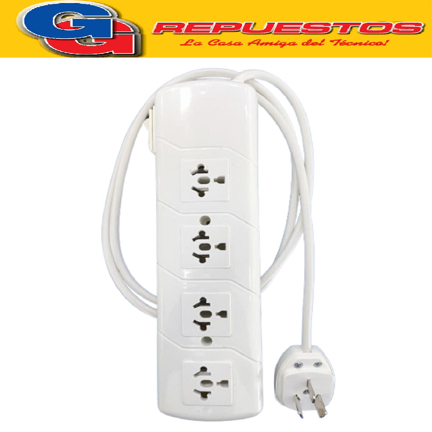 ZAPATILLA PROLONGADOR DE 4 TOMAS Y 3 MTS DE 3 X 0.75 MM CON  LLAVE