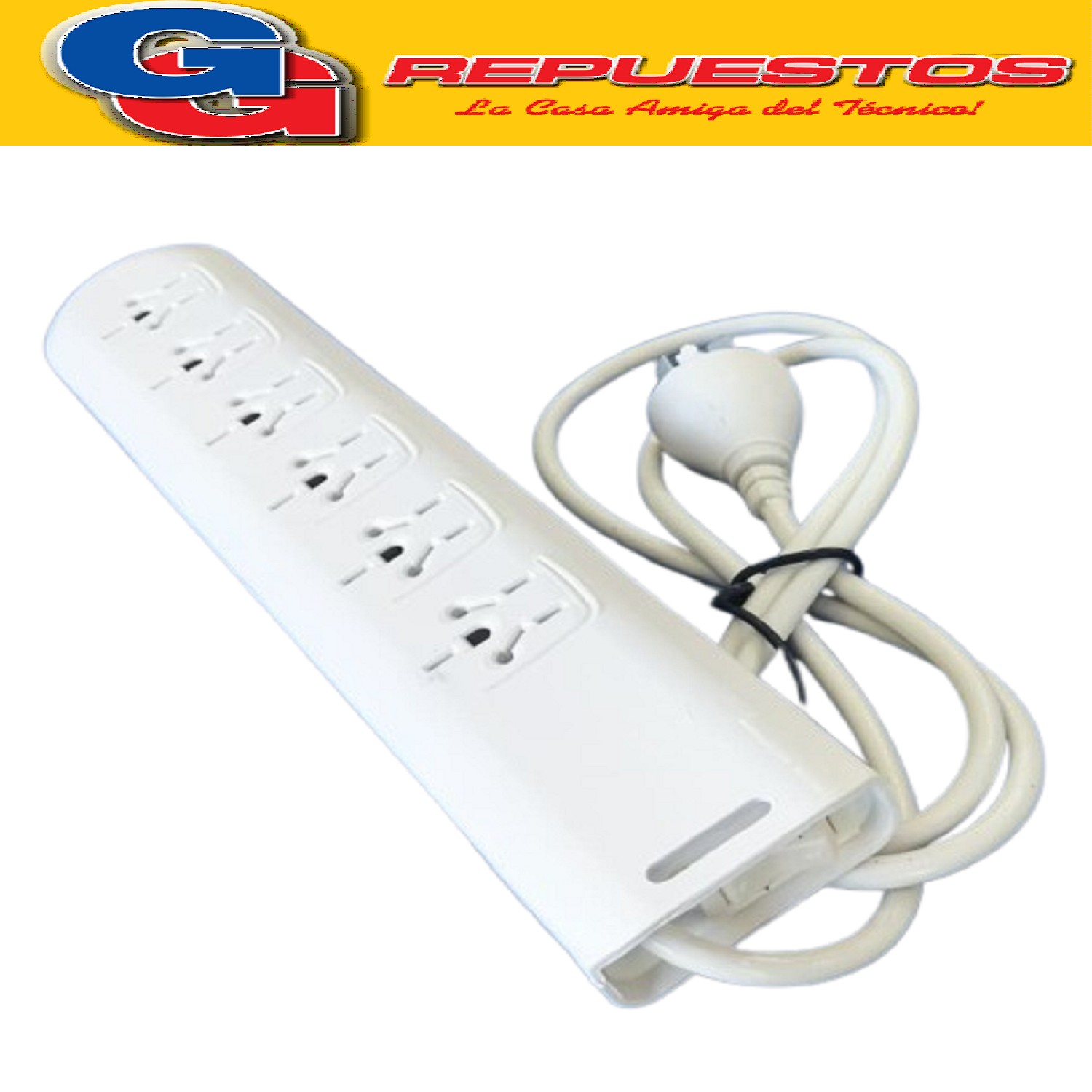 PROLONGADOR ZAPATILLA DE 6 TOMAS Y 1.5MTS DE 3 X 0.75 MM CON LLAVE
