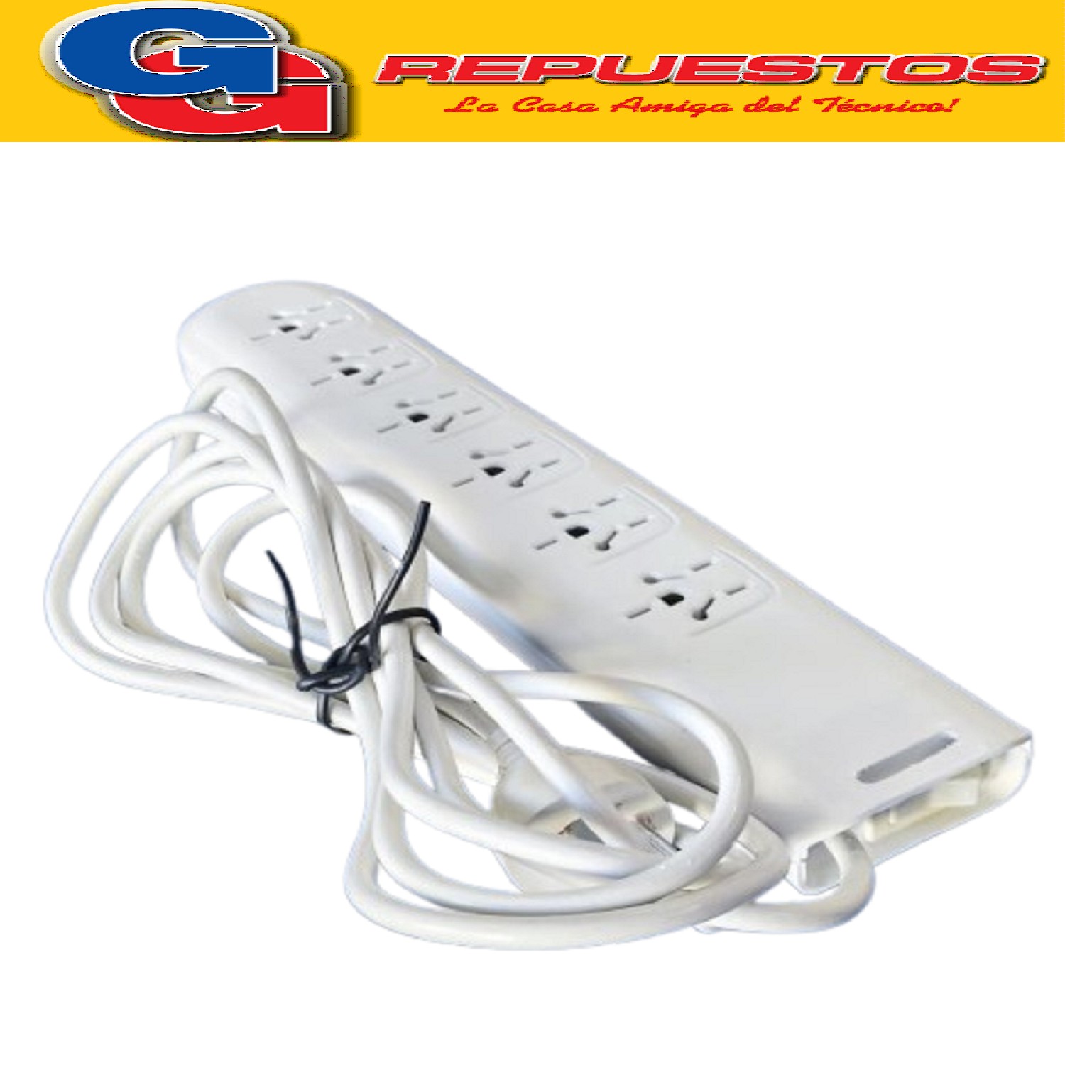 PROLONGADOR ZAPATILLA DE 6 TOMAS Y 3 MTS DE 3 X 0.75 MM CON  LLAVE