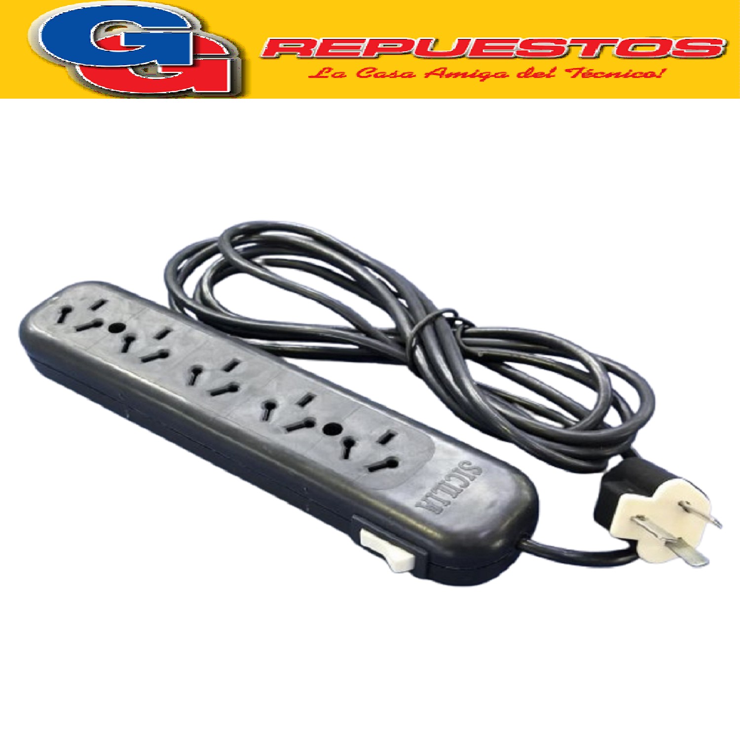 PROLONGADOR ZAPATILLA DE 5 TOMAS Y 3MTS DE 3 X 0.75 MM CON   LLAVE