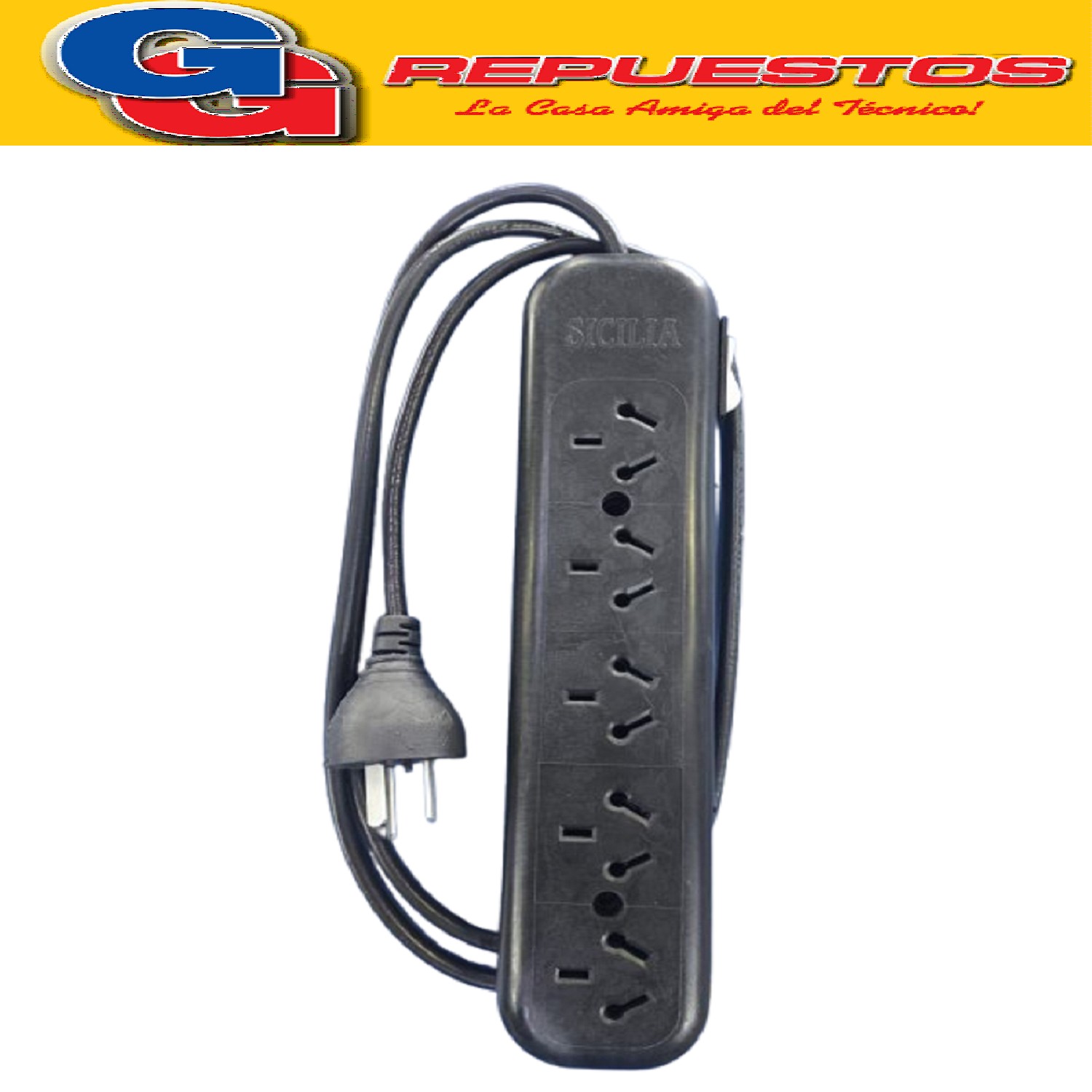 PROLONGADOR ZAPATILLA DE 5 TOMAS Y 1.5MTS CABLE DE 3X 0.75MM CON LLAVE NEGRO