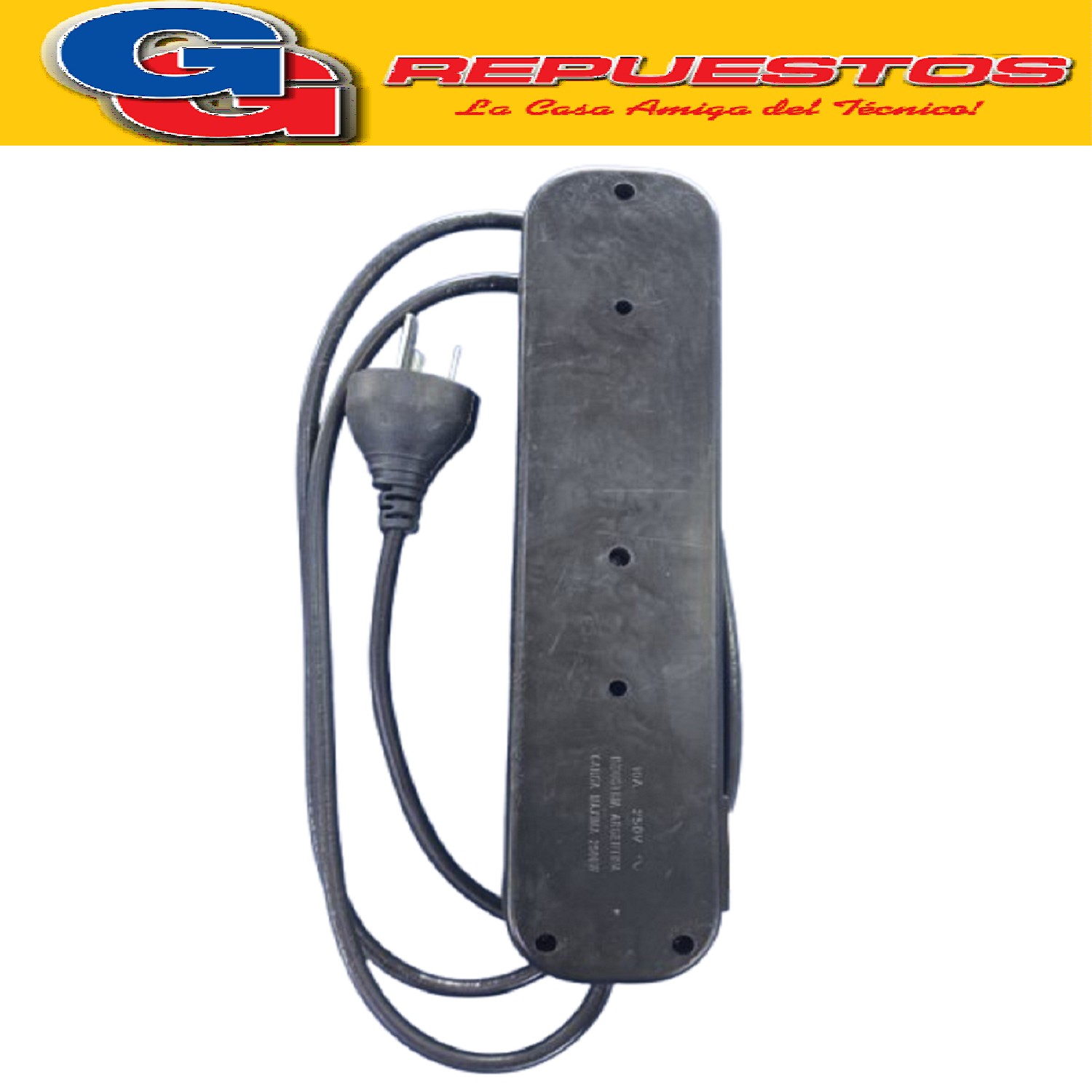PROLONGADOR ZAPATILLA DE 5 TOMAS Y 1.5MTS CABLE DE 3X 0.75MM CON LLAVE NEGRO