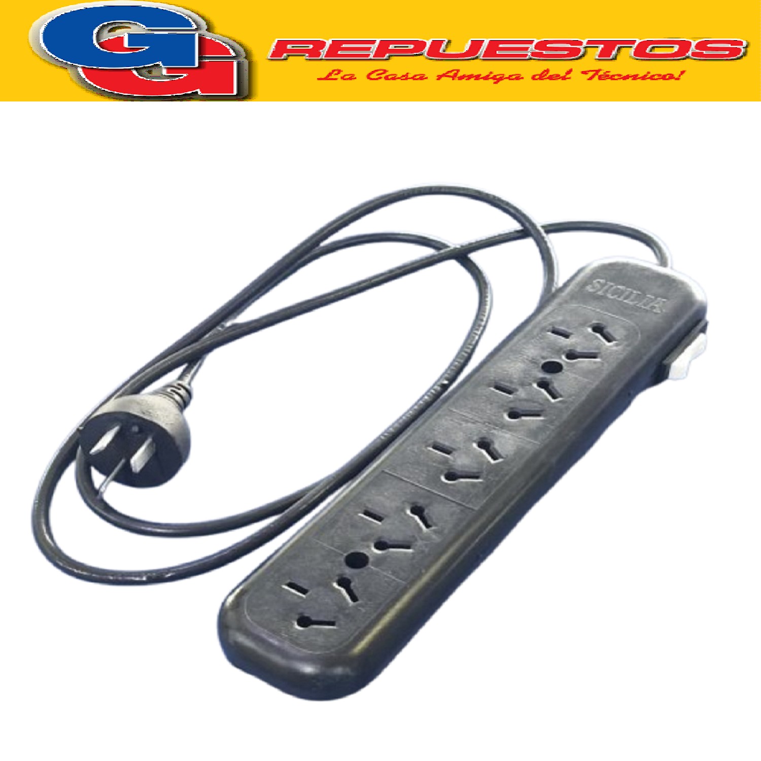 PROLONGADOR ZAPATILLA DE 5 TOMAS Y 1.5MTS CABLE DE 3X 0.75MM CON LLAVE NEGRO