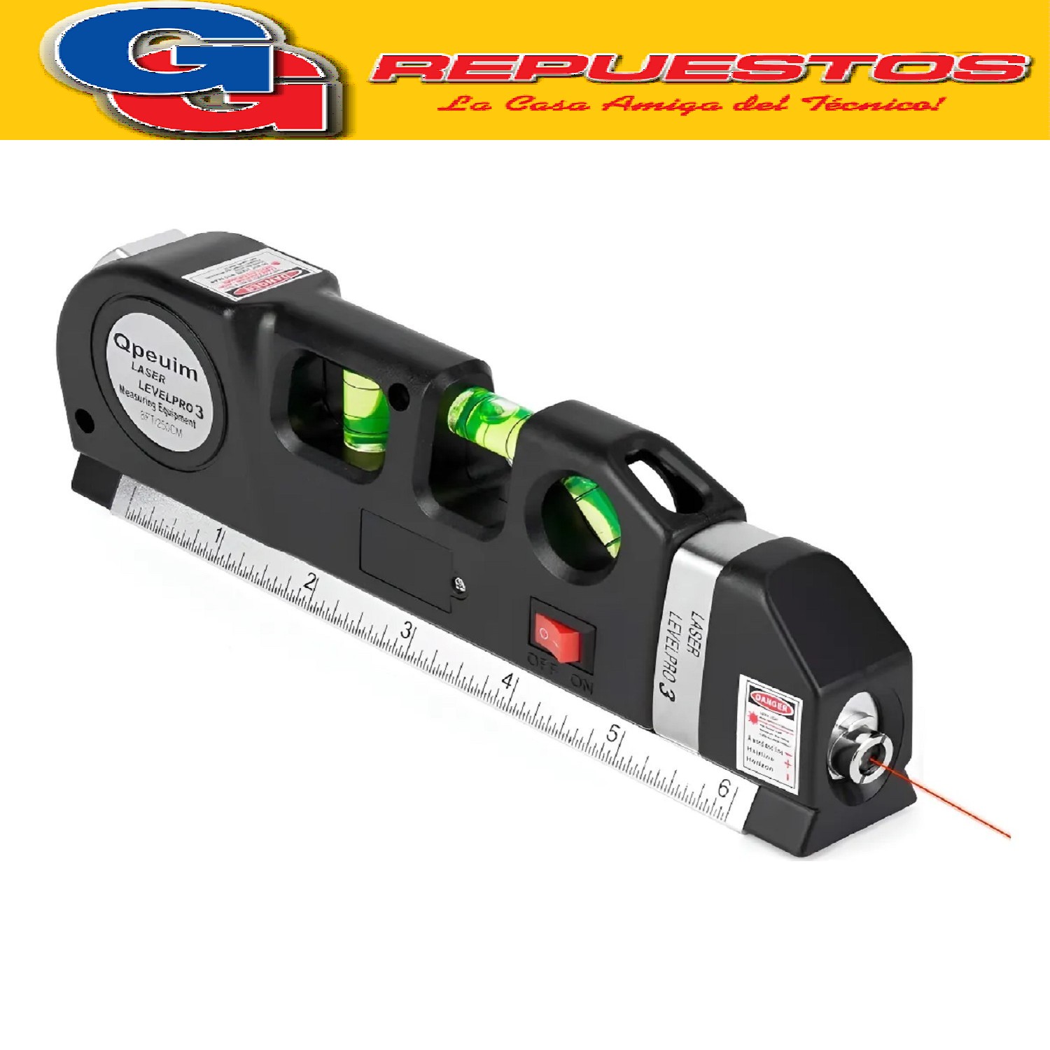 NIVEL LASER 3 BURBUJAS CON CINTA METRICA REGLA CRUZ