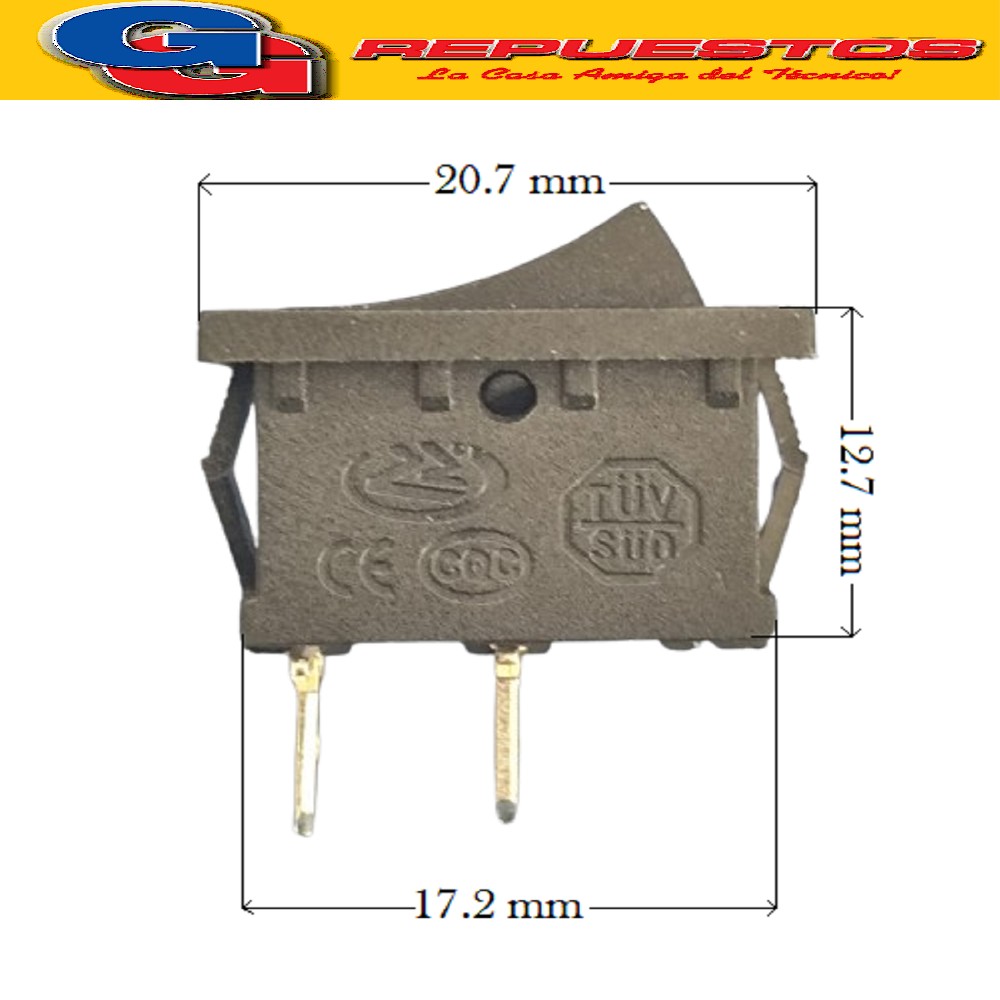LLAVE TECLA INTERRUPTOR 1 PUNTO 6A 250V (ON)-OFF