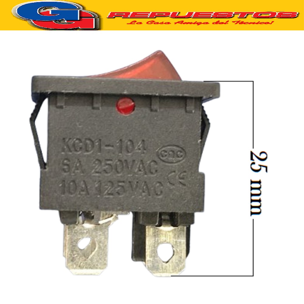 LLAVE TECLA 2 PUNTOS 3A 250V ON-OFF