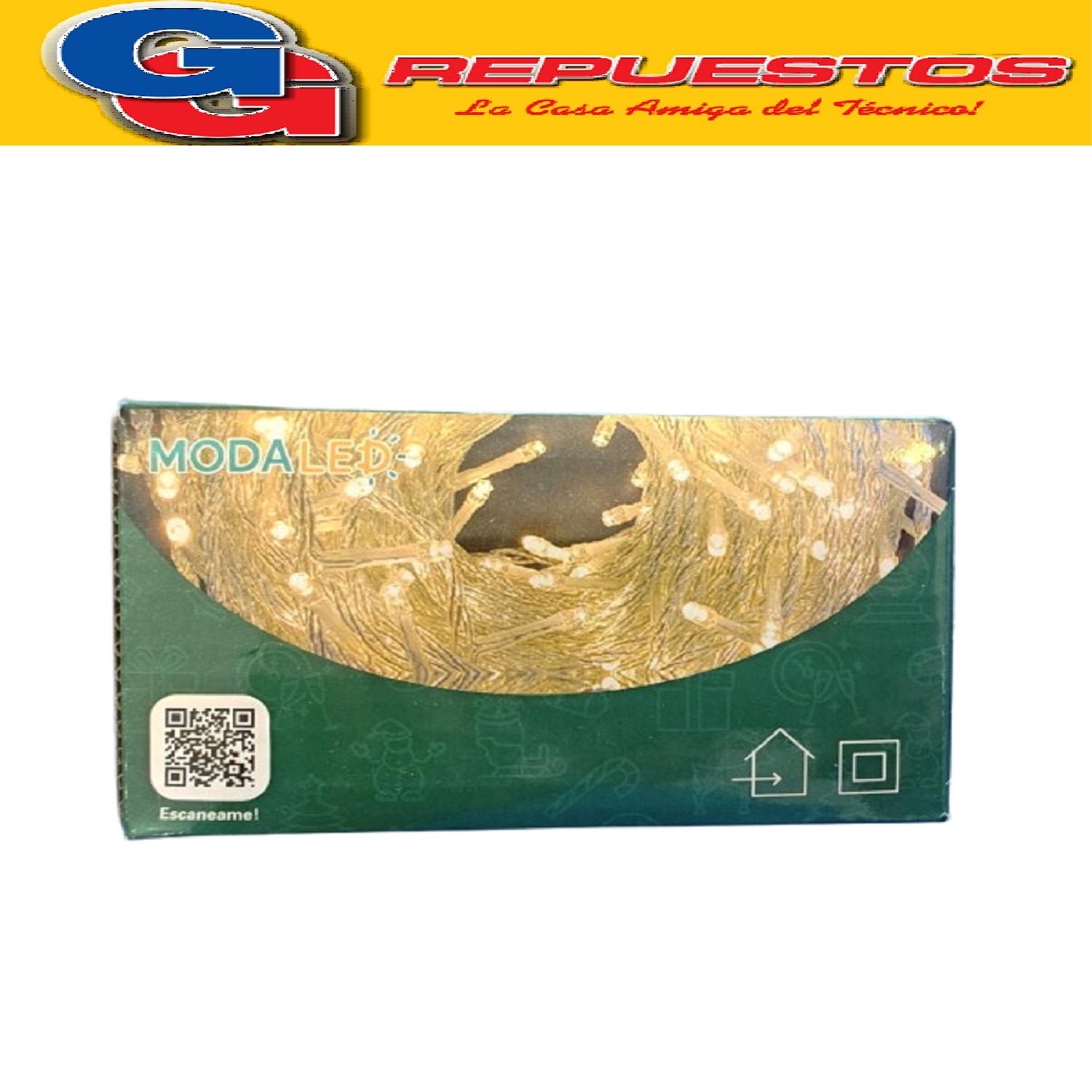 GUIRNALDA CALIDA AMARILLA 100 LED A 220V CON ENCHUFE 9,5 MTS APROXIMADAMENTE