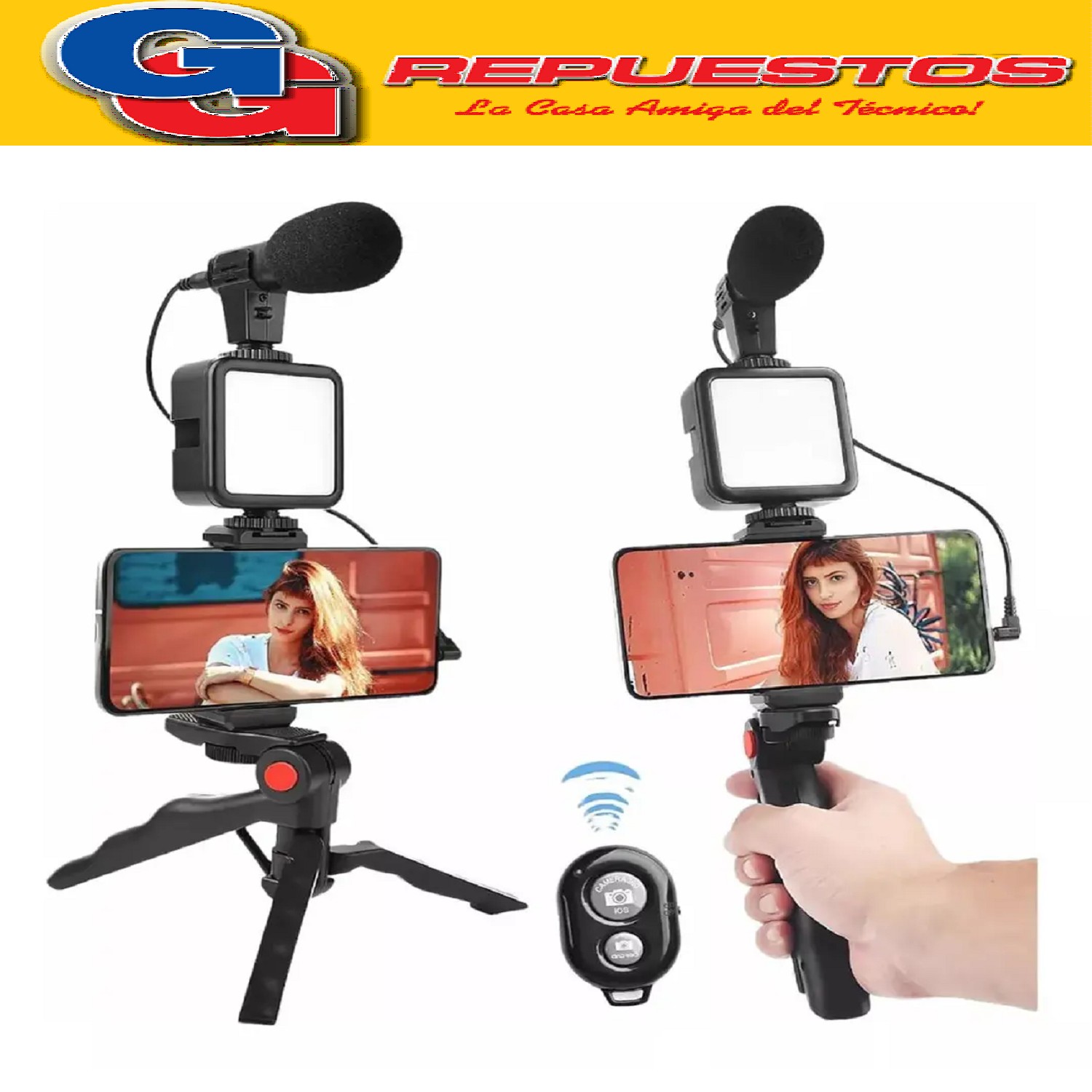 SOPORTE CELULAR TIPO ESTABILIZADOR CON MICROFONO Y LUZ Estab ilizador AY-49 Celular Kit Grabación Trípode Micrófono Led Color Negro
ESTABILIZADOR PARA CELULAR CON MICROFONO Y LUZ LED TRIPODE:
* IDEAL para Conferencias, Streaming, Zoom, Meet, Videollamadas, Filmaciones, etc.
* Micrófono con Filtro de Viento para Reproducir las voces lo mas nítidas posible.
* Luz Led Cuadrada de 49 Micro Leds de 3 Intensidades de hasta 650lm.