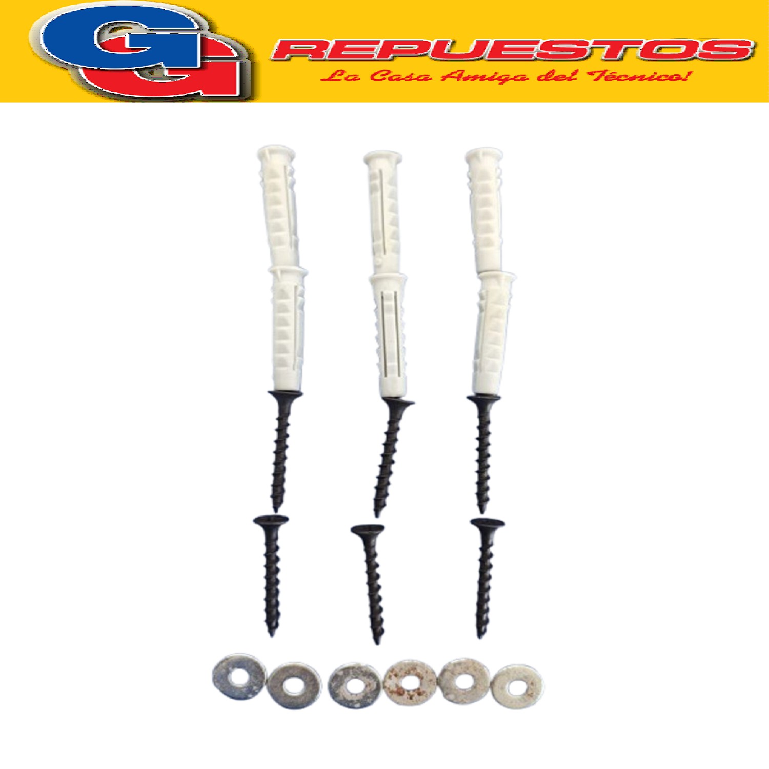 KIT TORNILLOS CON TARUGOS DEL 6 Y ARANDELAS (6 UNIDADES)