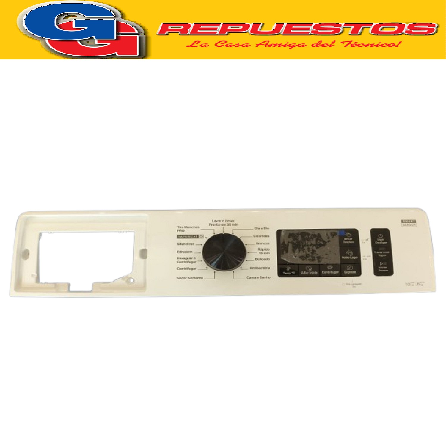 PANEL COMANDO CON PLAQUETA LAVASECARROPAS PARA WHIRLPOOL  BN C10AB 10KG 6KG 6TH SENSE EXPERT CON 15 PROGRAMAS 10KG DE LAVADO 6KG DE SECADO SMART SENSOR BRASILERO 