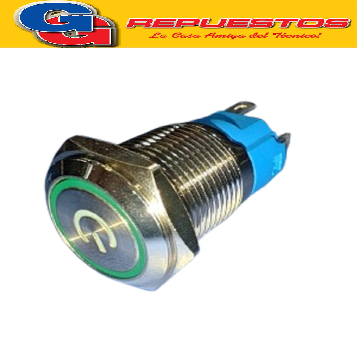 INTERRUPTOR BOTON METALICO CON RETENCION COLOR VERDE BOTON PULSADOR METALICO
 DIAMETRO: 16MM
 VOLTAJE: 12-24V
 IMPERMEABLE WATERPROOF
 CON RETENCION 
 LUZ: ANILLO + POWER
