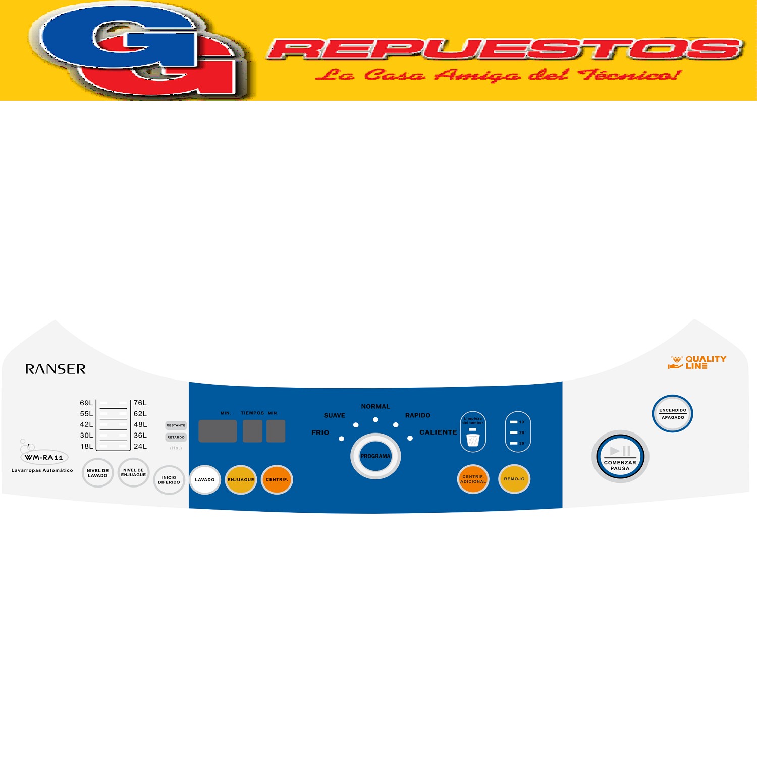 SERIGRAFIA QUALITY LINE PARA LAVARROPAS RANSER WM-RA11