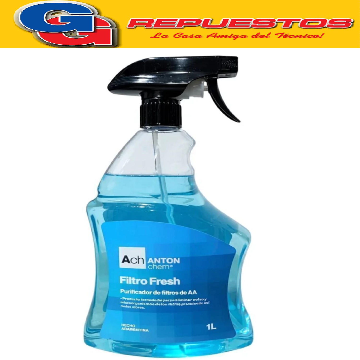 LIMPIADOR Y PURIFICADOR DE FILTROS PARA AIRES ACONDICIONADOS ANTON FILTRO FRESH 1000ml Producto formulado para eliminar polvo y microorganismos de los filtros previniendo malos olores