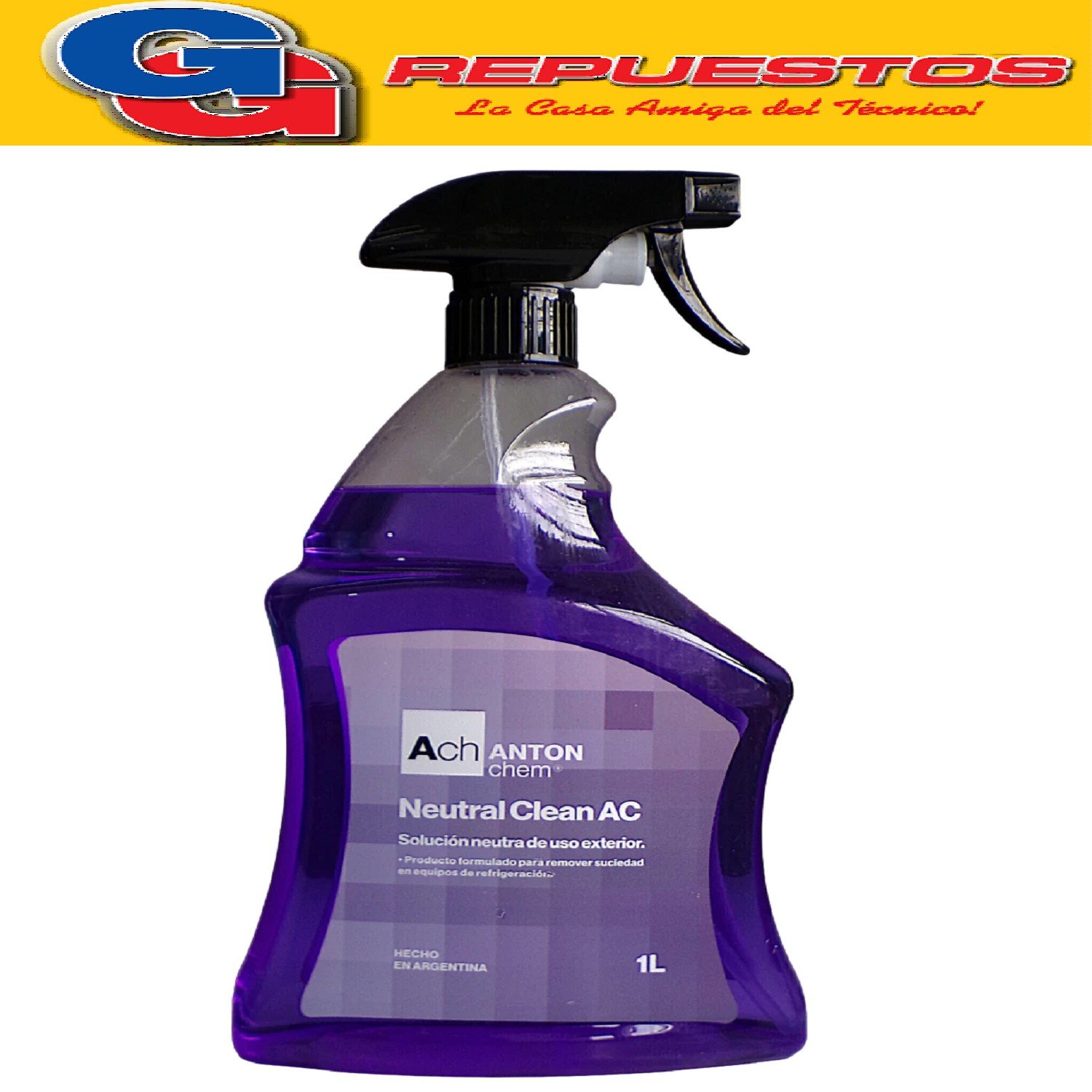 REMOVEDOR DE SUCIEDAD ANTON NEUTRAL CLEAN AC 1000ml PARA EQU IPOS DE REFRIGERACION Y EVAPORADORES, CONDENSADORES DE AIRES ACONDICIONADOS ANTON CHEM NEUTRAL CLEAN AC 1000ml , Removedor formulado para uso exterior en limpieza de equipos para refrigeracion