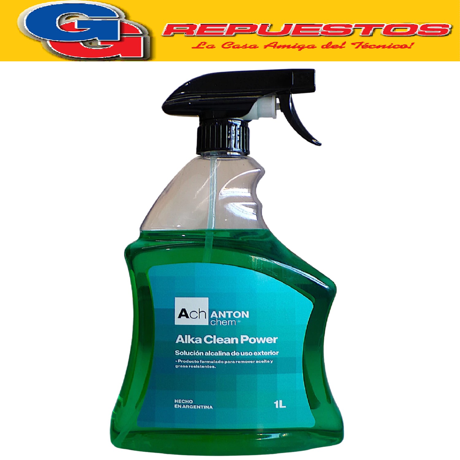 DESENGRASANTE SOLUCION ALCALINA PARA USO EXTERIOR ANTON CHEM ALKA CLEAN POWER 1000ml, Producto formulado para remover grasa y aceite en condensadores de aires acondicionados
