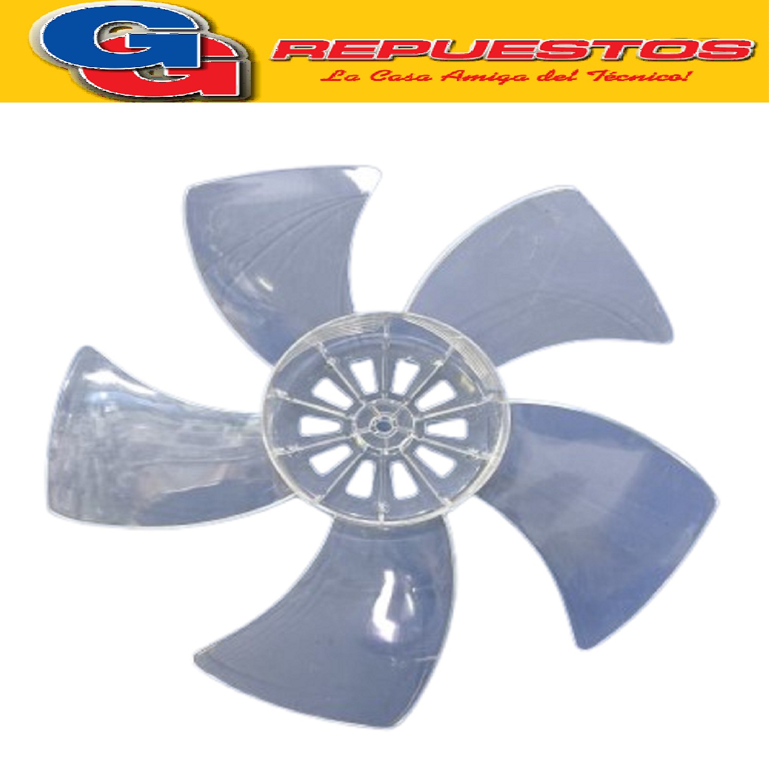 PALA PLASTICA 5 ASPAS 12 TRANSPARENTE PARA VENTILADOR LILIAN A CON EJE DE 8MM Y CHAVETA COMPATIBLE CON LOS MODELOS / ZZVB1443 VTC12 / VSOM12