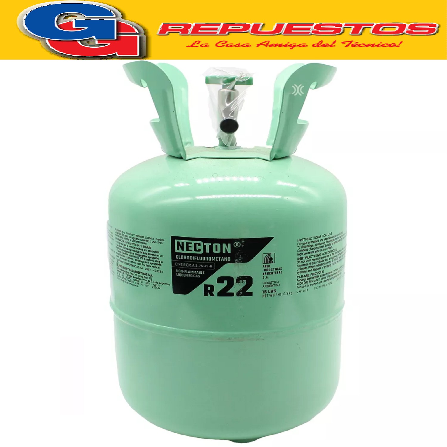 GARRAFA GAS R22 6.8 KG PURO NECTON