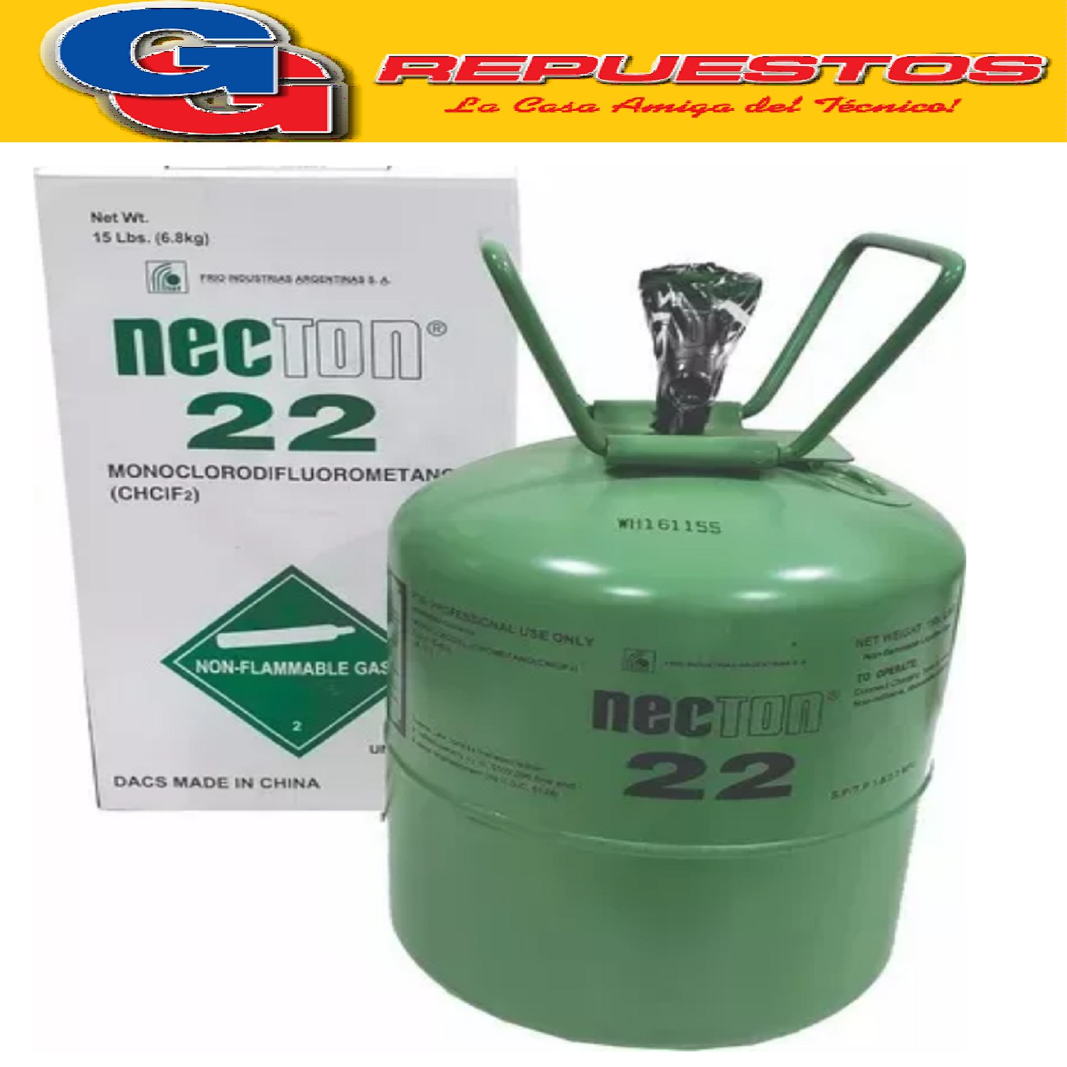 GARRAFA GAS R22 6.8 KG PURO NECTON